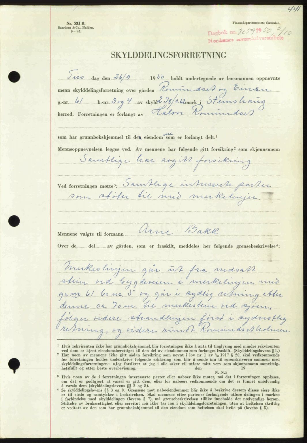 Nordmøre sorenskriveri, AV/SAT-A-4132/1/2/2Ca: Mortgage book no. A116, 1950-1950, Diary no: : 3059/1950