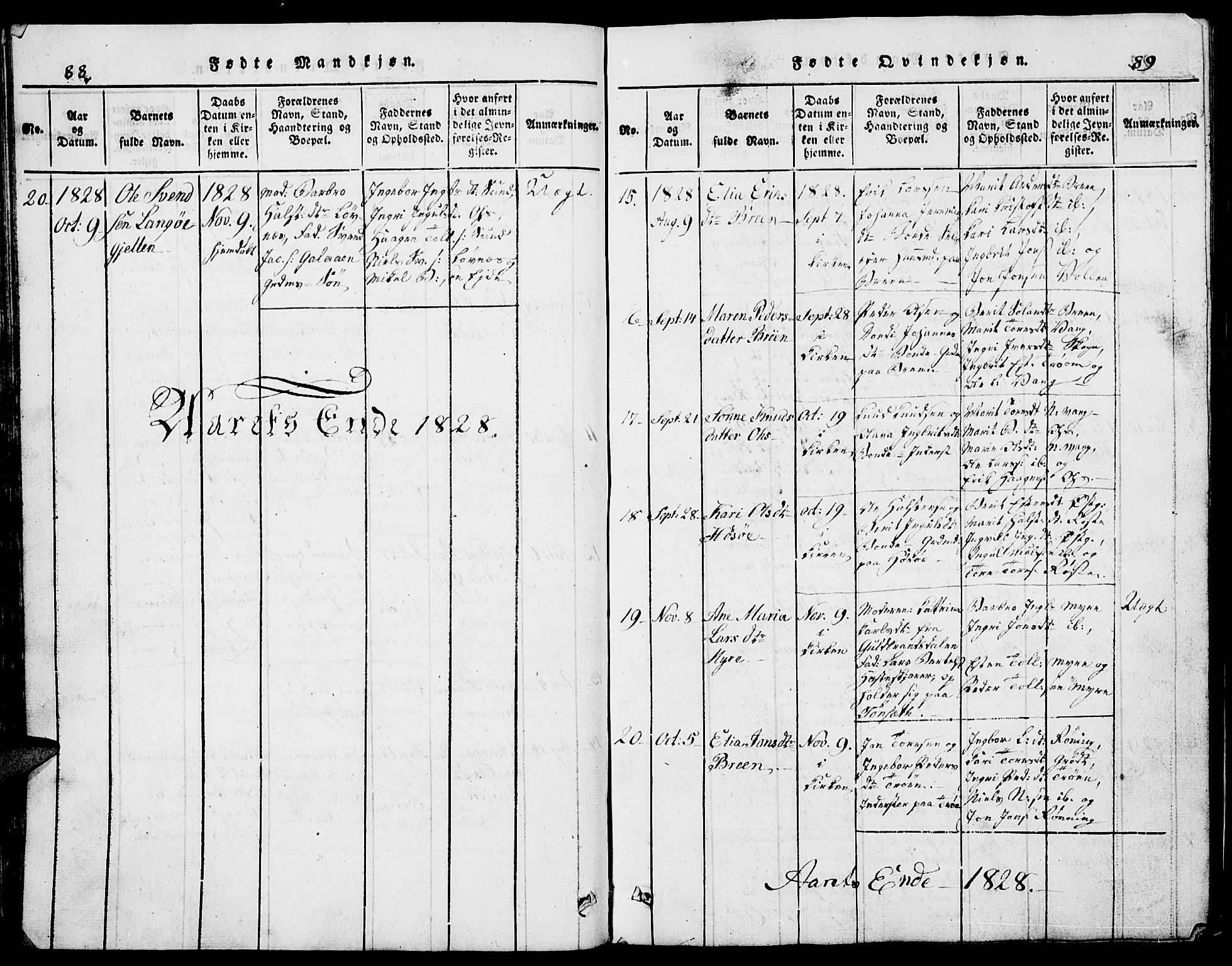 Tolga prestekontor, SAH/PREST-062/L/L0002: Parish register (copy) no. 2, 1815-1844, p. 88-89