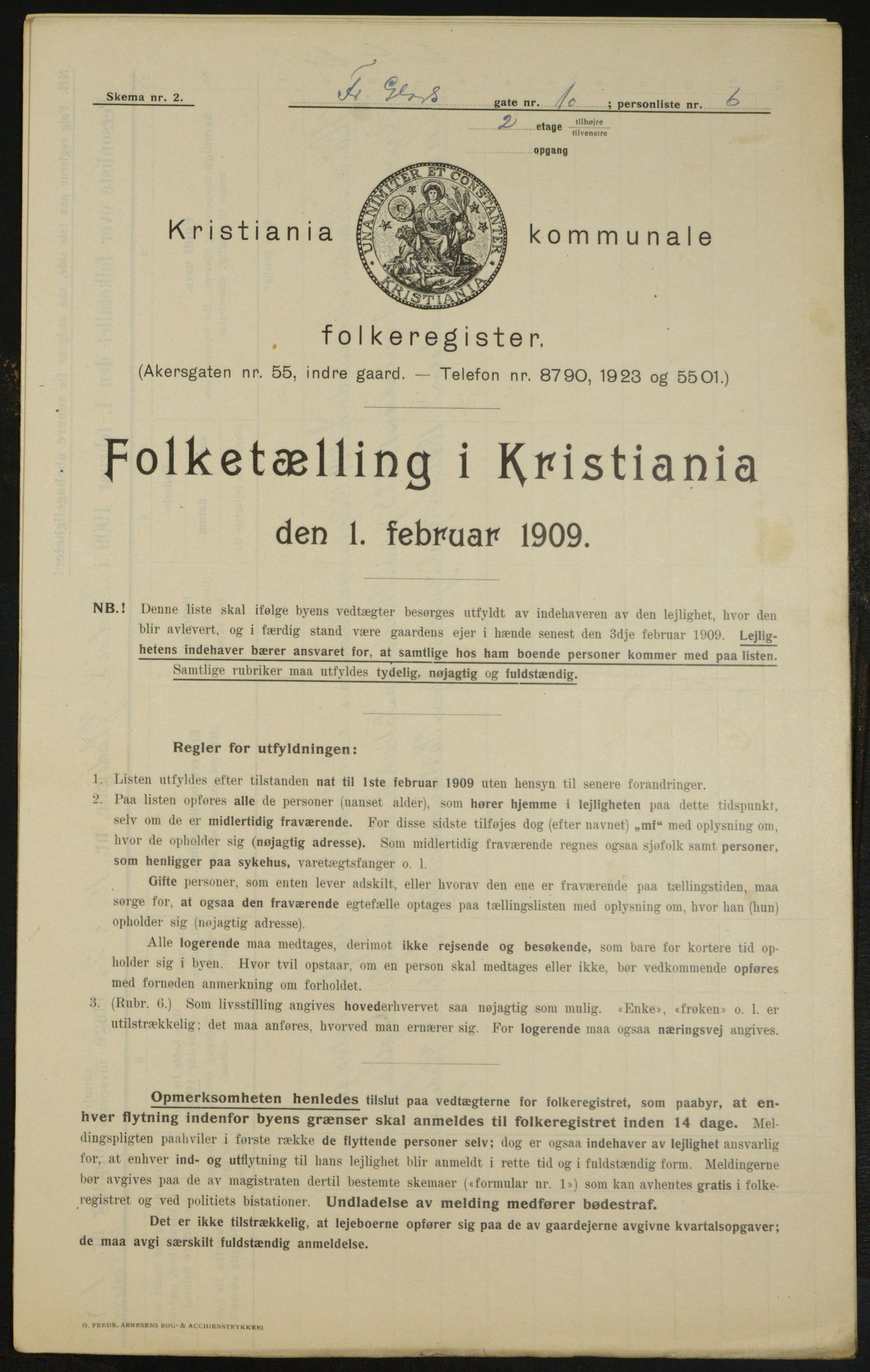 OBA, Municipal Census 1909 for Kristiania, 1909, p. 24045