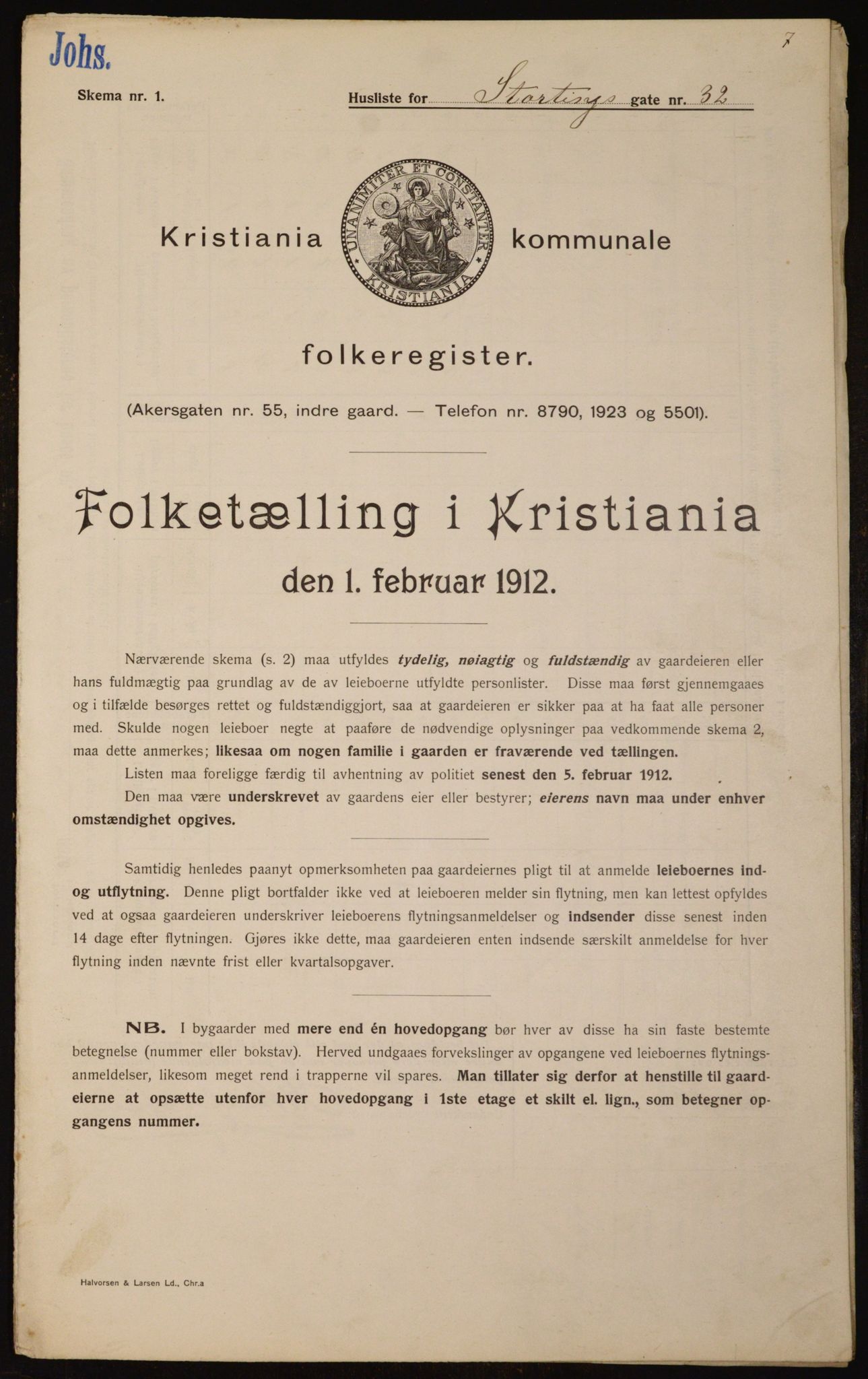 OBA, Municipal Census 1912 for Kristiania, 1912, p. 103654