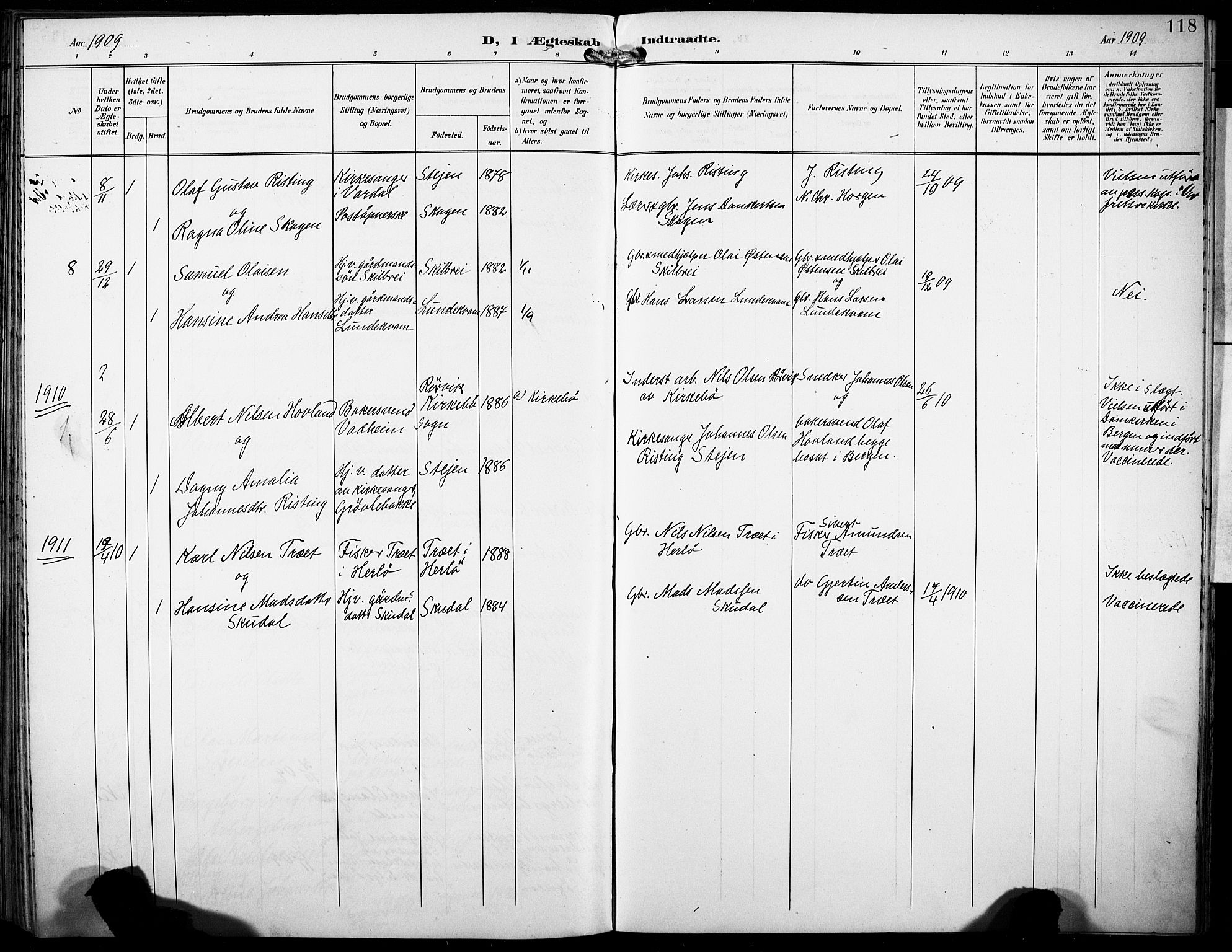 Gaular sokneprestembete, AV/SAB-A-80001/H/Haa: Parish register (official) no. B 2, 1898-1911, p. 118