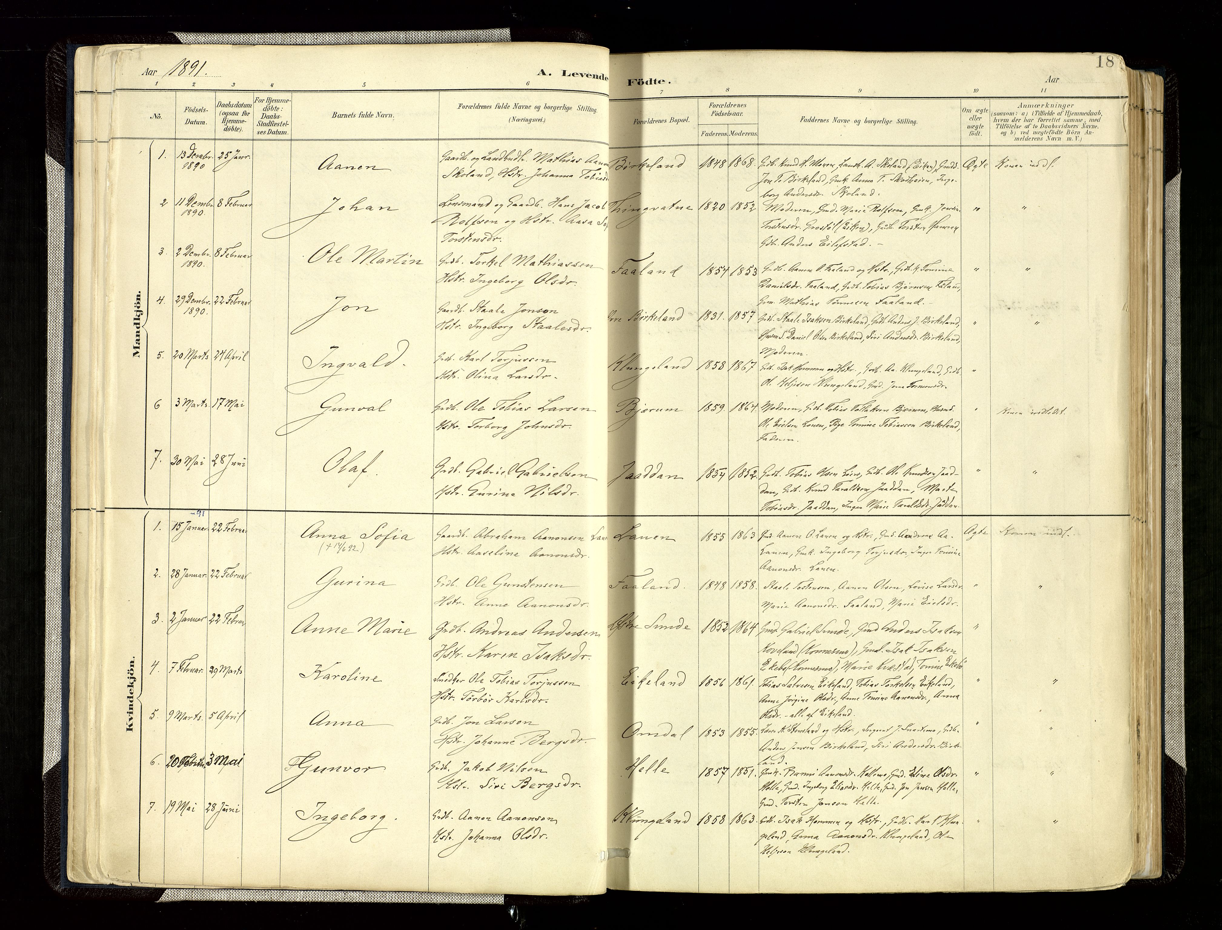 Hægebostad sokneprestkontor, AV/SAK-1111-0024/F/Fa/Faa/L0006: Parish register (official) no. A 6, 1887-1929, p. 18