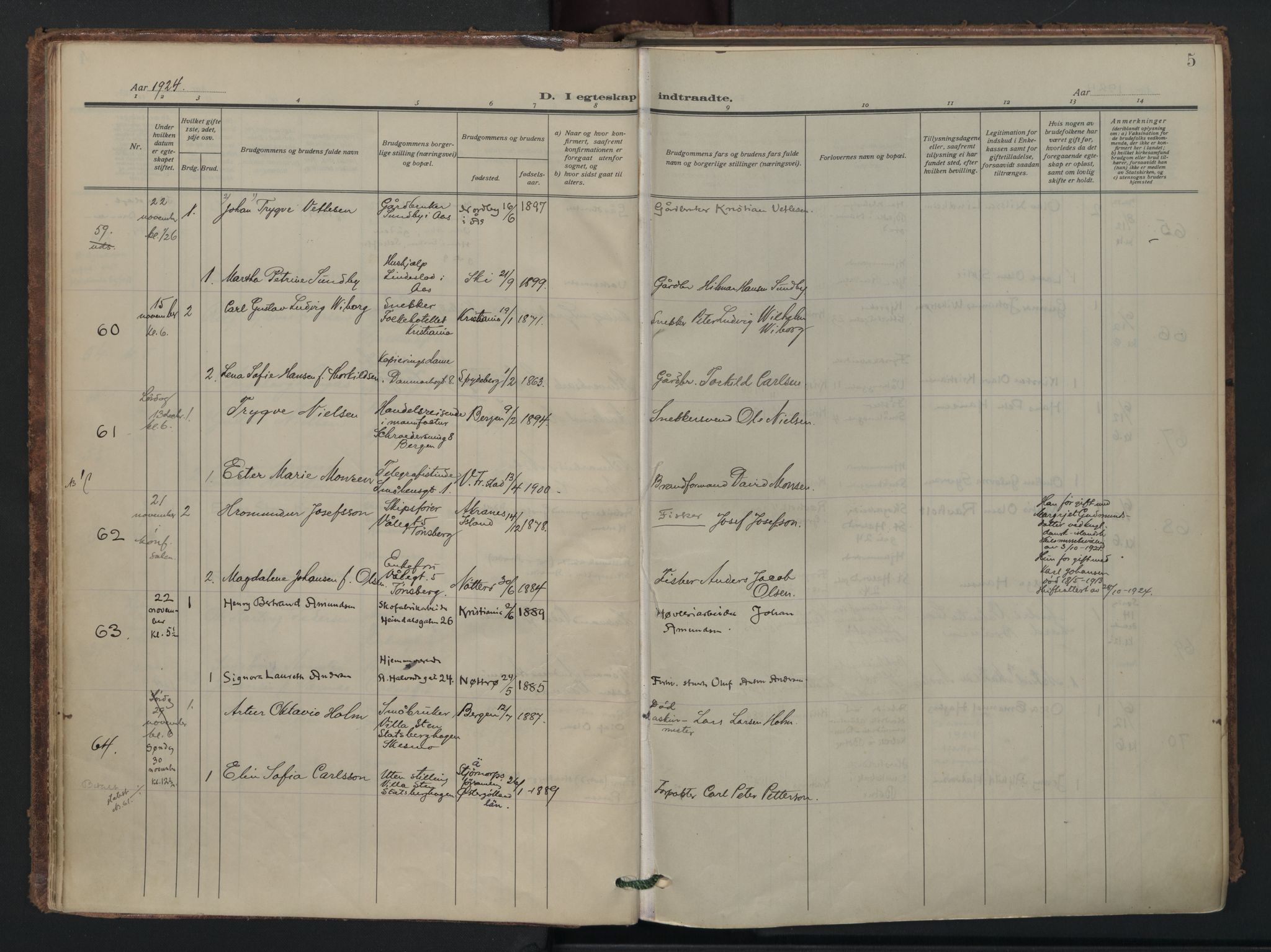 Vålerengen prestekontor Kirkebøker, AV/SAO-A-10878/F/Fa/L0005: Parish register (official) no. 5, 1924-1936, p. 5