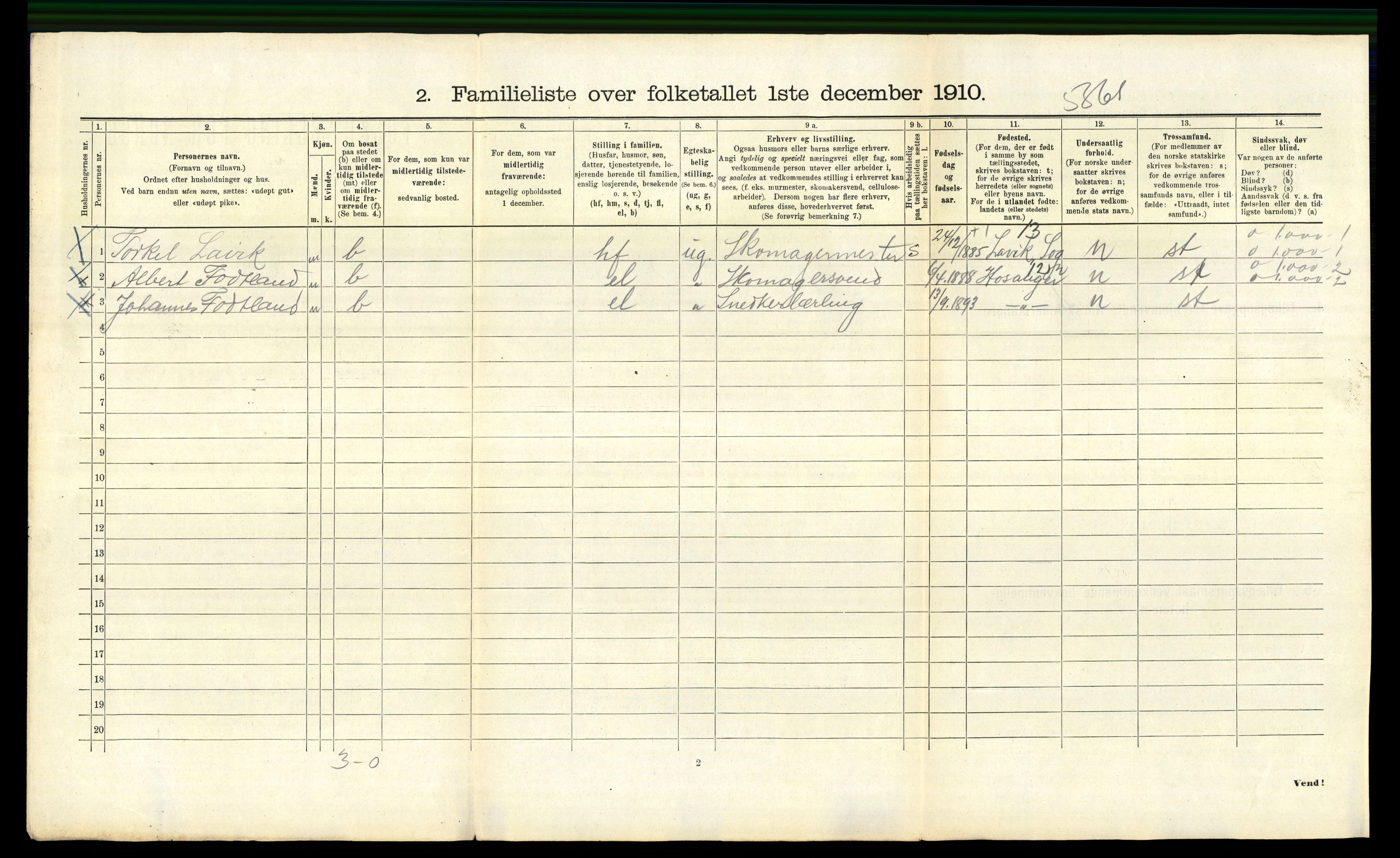 RA, 1910 census for Bergen, 1910, p. 39284