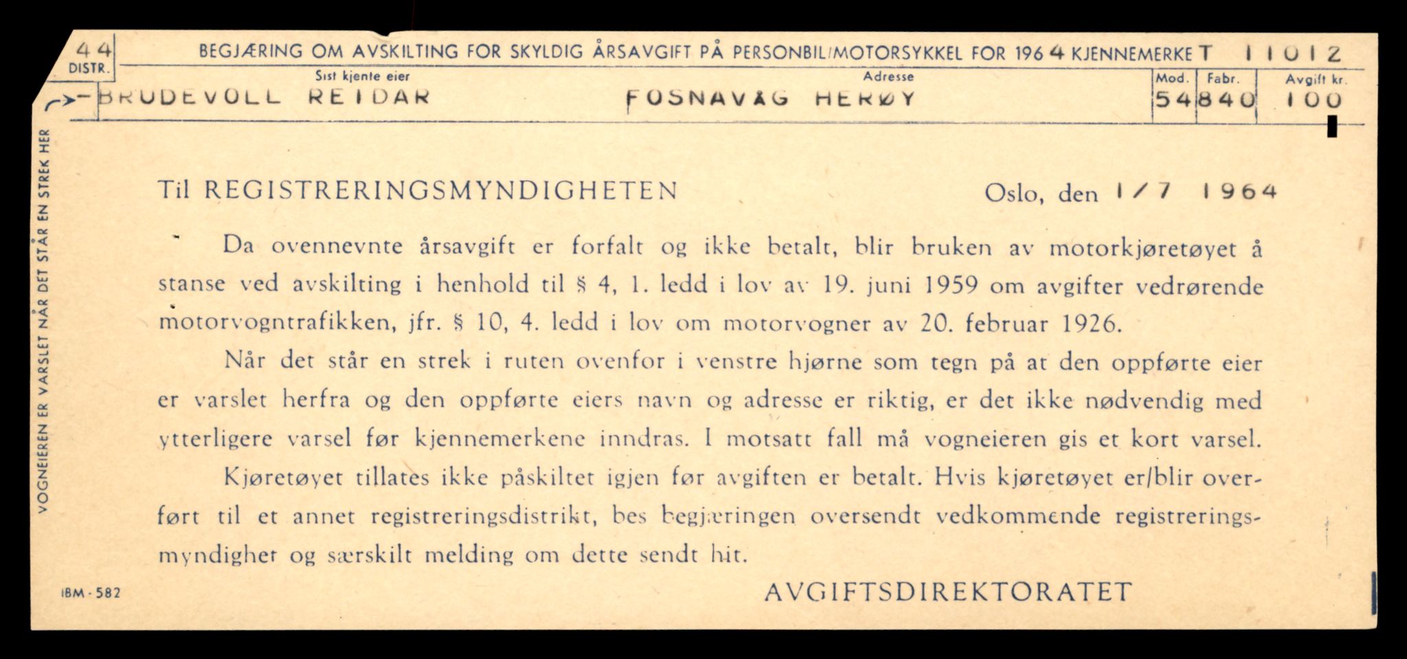 Møre og Romsdal vegkontor - Ålesund trafikkstasjon, AV/SAT-A-4099/F/Fe/L0025: Registreringskort for kjøretøy T 10931 - T 11045, 1927-1998, p. 2233