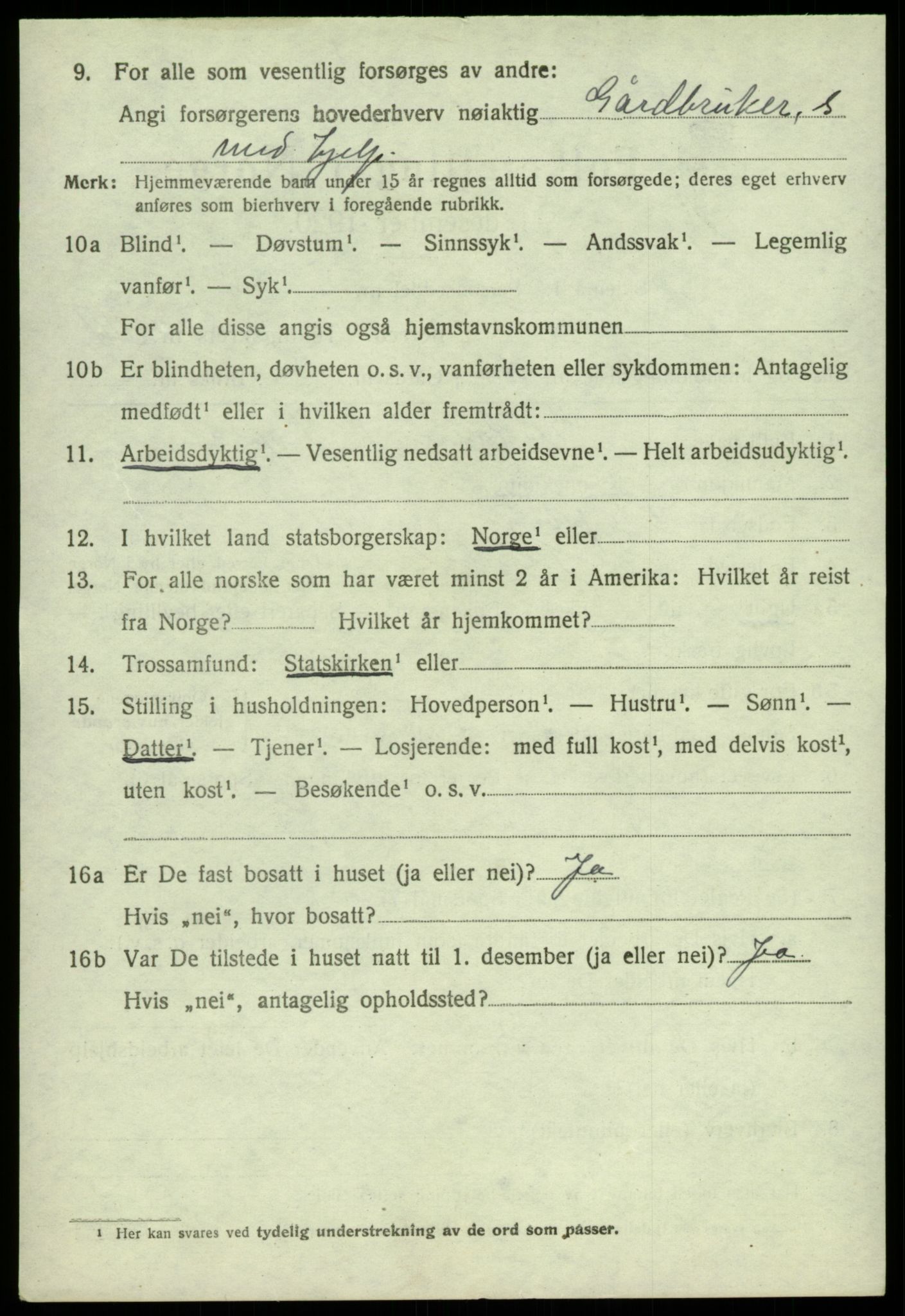 SAB, 1920 census for Jondal, 1920, p. 2213