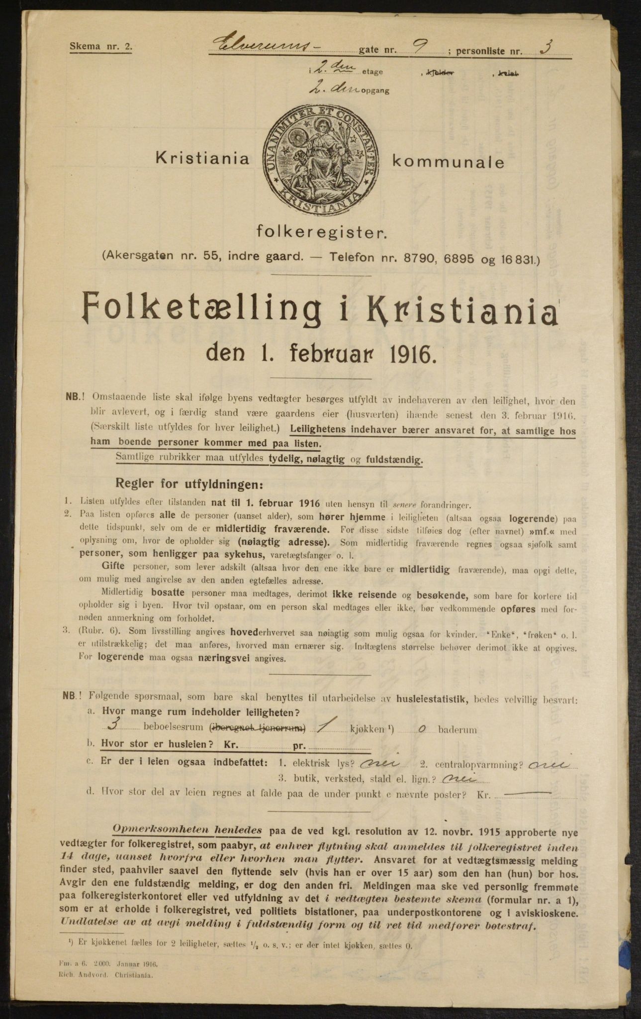 OBA, Municipal Census 1916 for Kristiania, 1916, p. 21345