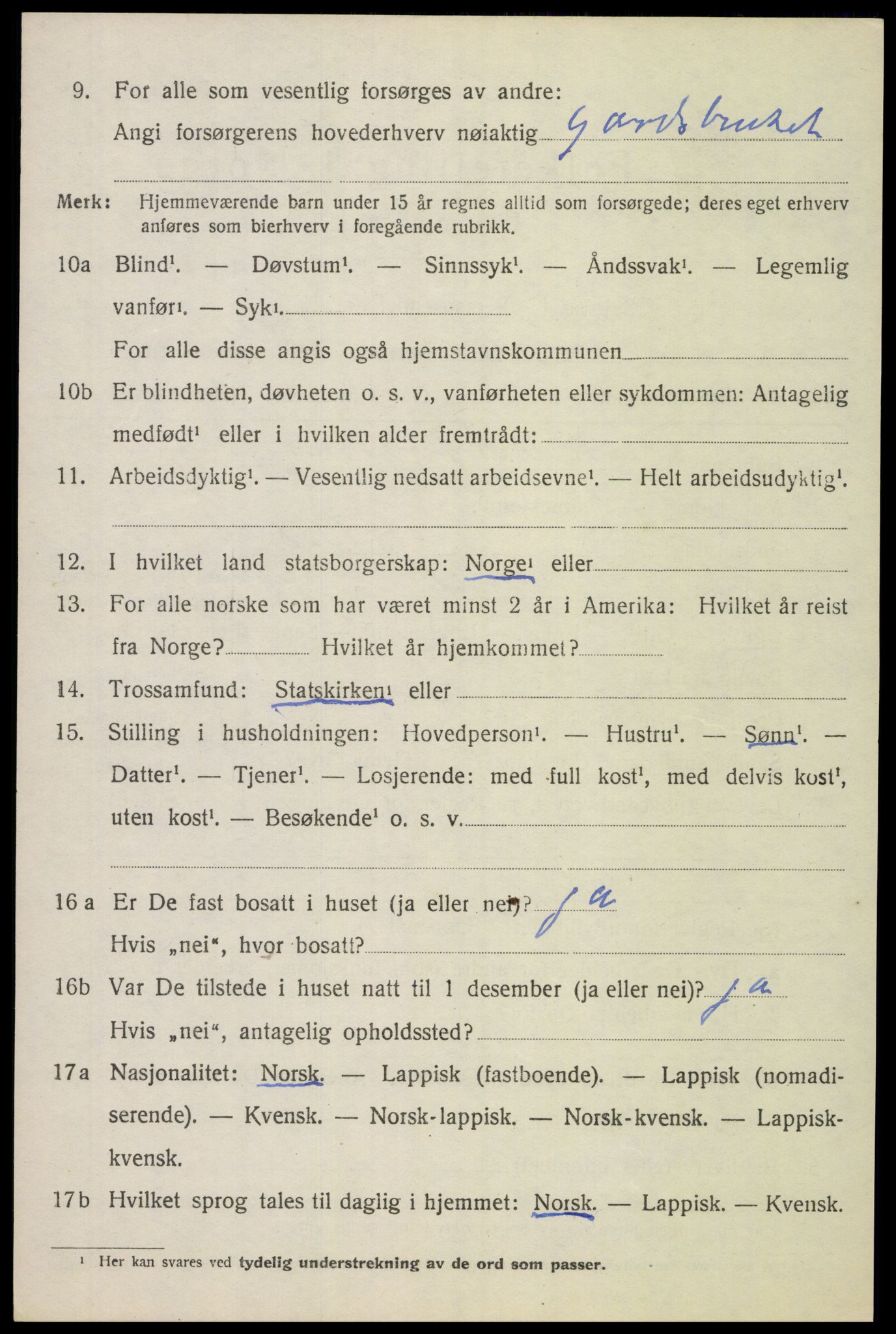 SAT, 1920 census for Evenes, 1920, p. 2945