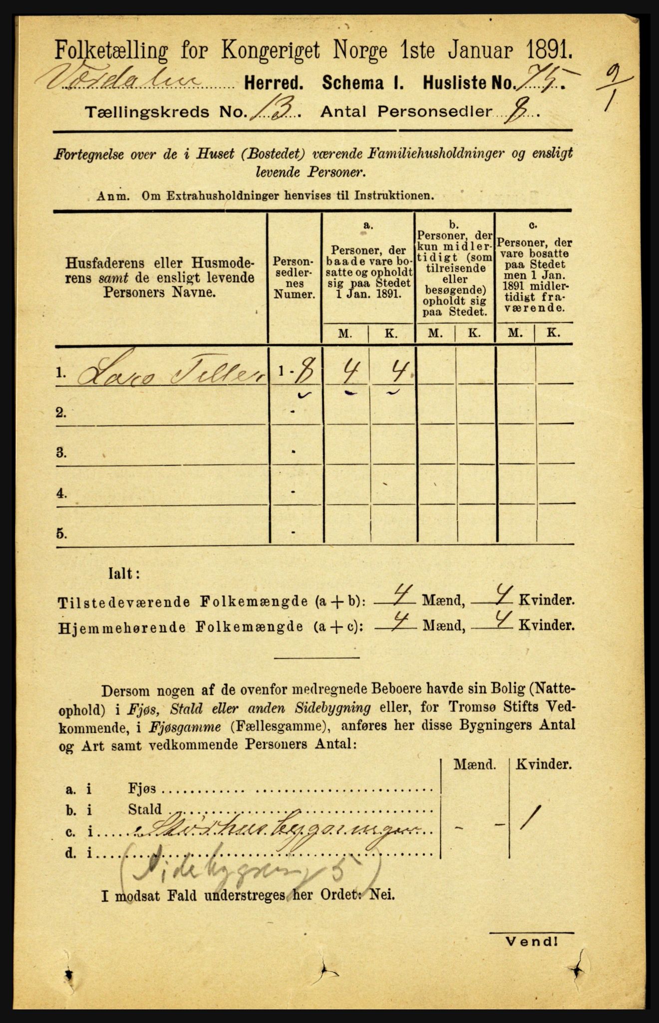 RA, 1891 census for 1721 Verdal, 1891, p. 6887