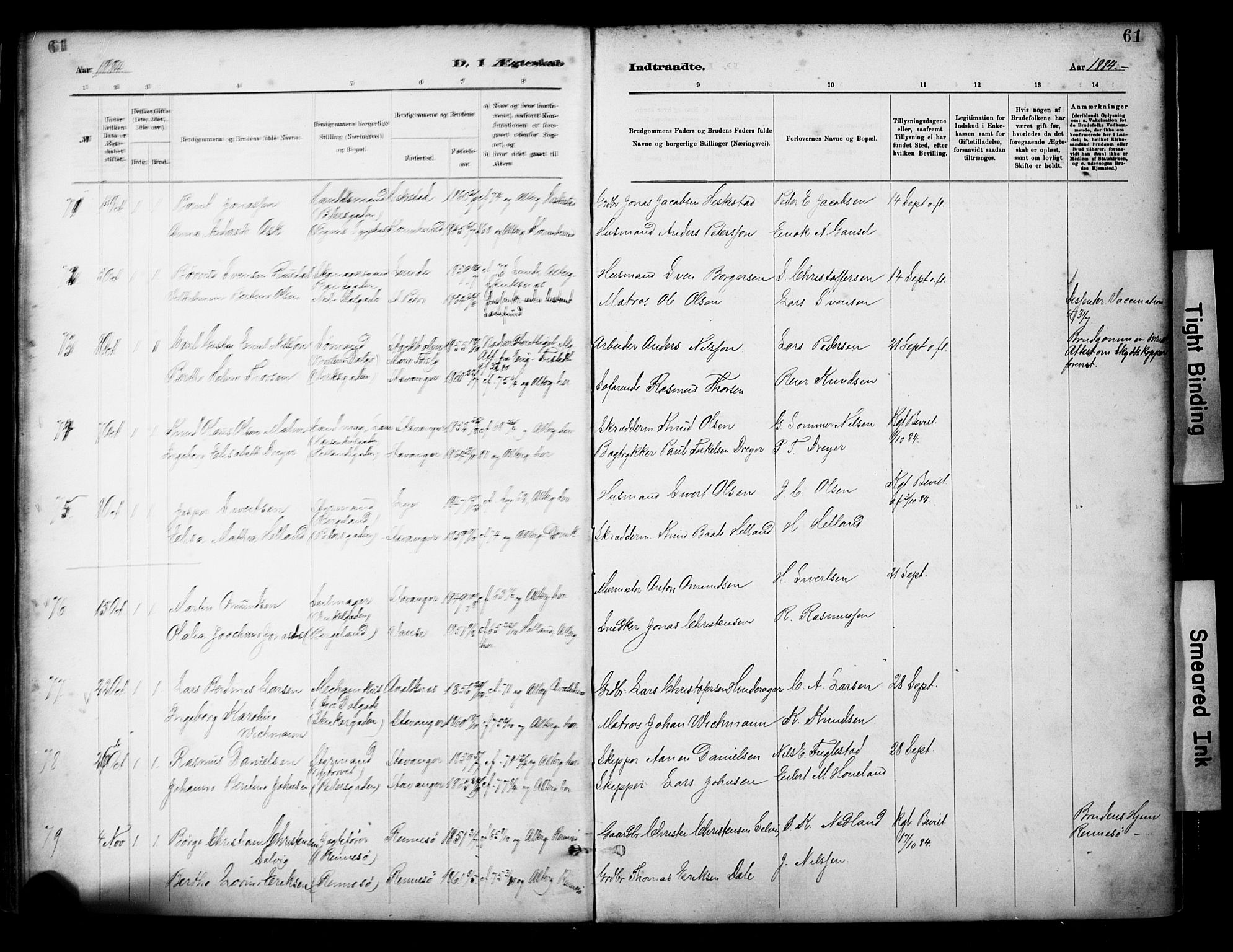 St. Petri sokneprestkontor, SAST/A-101813/001/30/30BA/L0018: Parish register (official) no. A 19, 1879-1900, p. 61