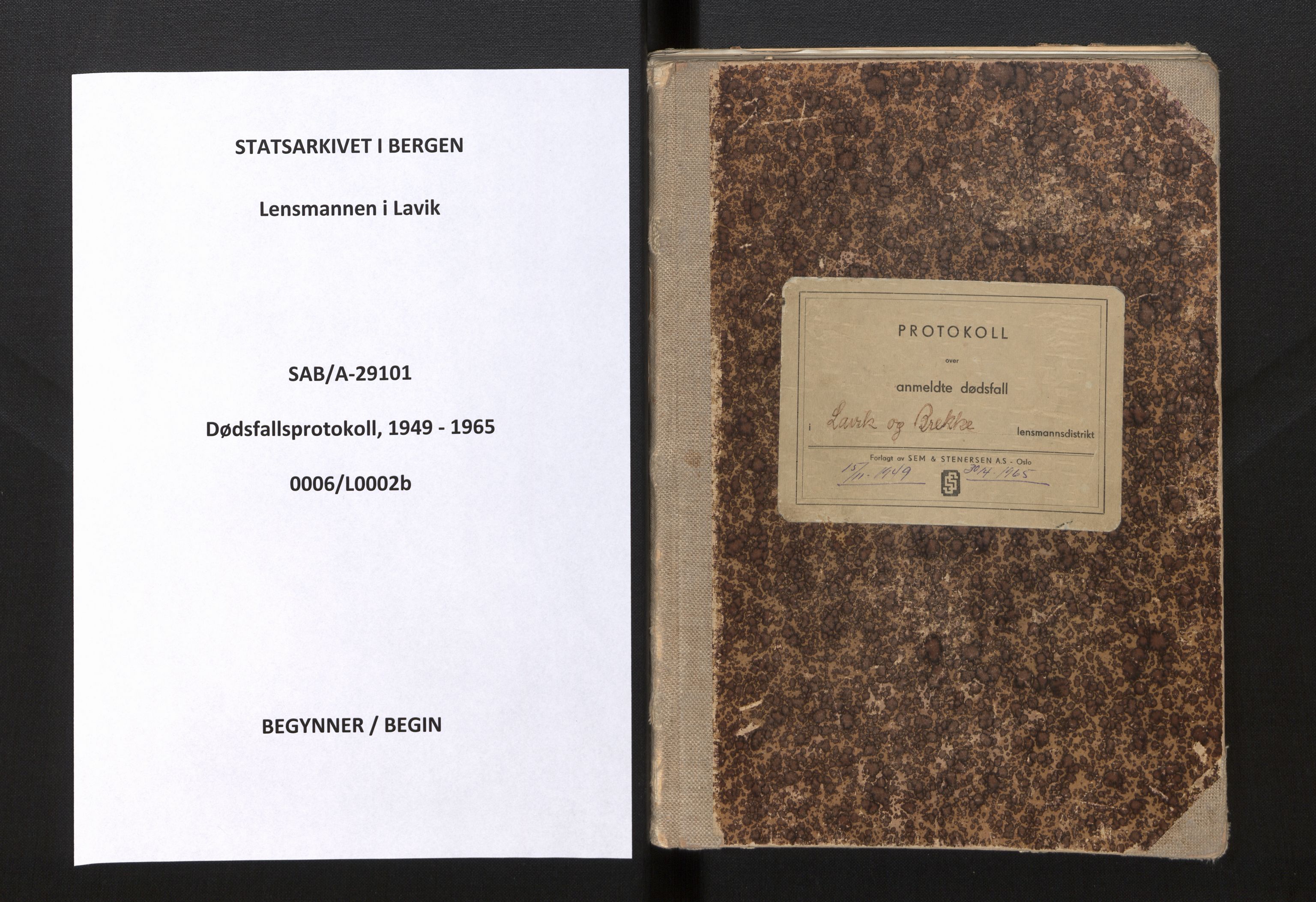 Lensmannen i Lavik, SAB/A-29101/0006/L0002b: Dødsfallprotokoll, 1949-1965