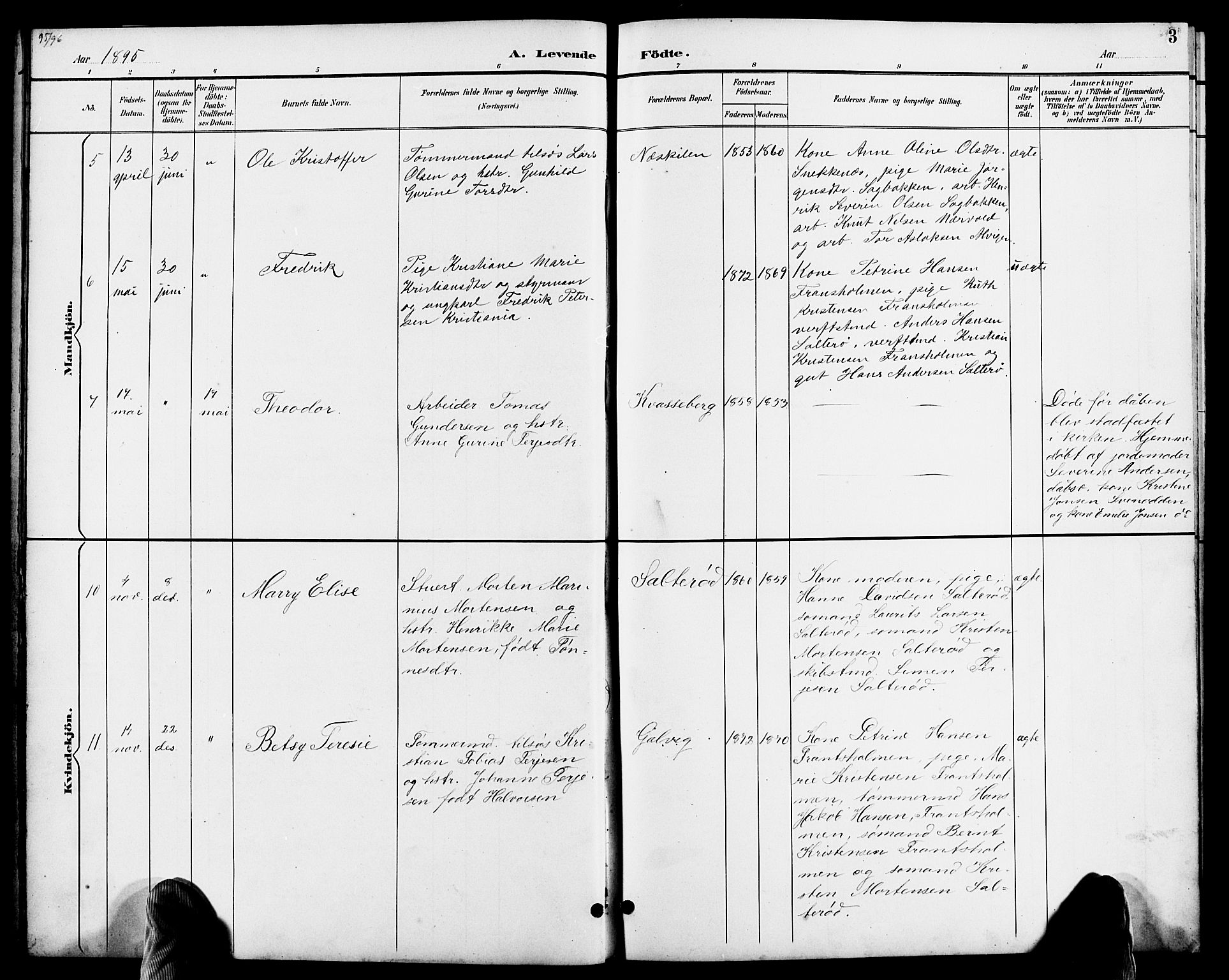 Austre Moland sokneprestkontor, AV/SAK-1111-0001/F/Fb/Fbb/L0002: Parish register (copy) no. B 2, 1894-1918, p. 3