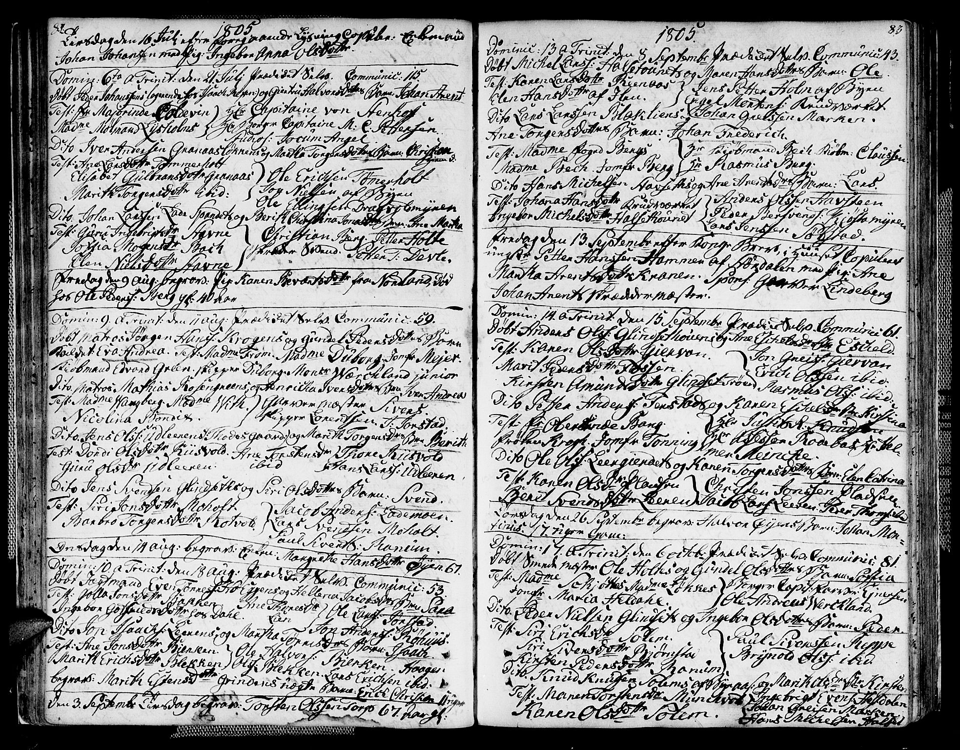 Ministerialprotokoller, klokkerbøker og fødselsregistre - Sør-Trøndelag, SAT/A-1456/604/L0181: Parish register (official) no. 604A02, 1798-1817, p. 82-83