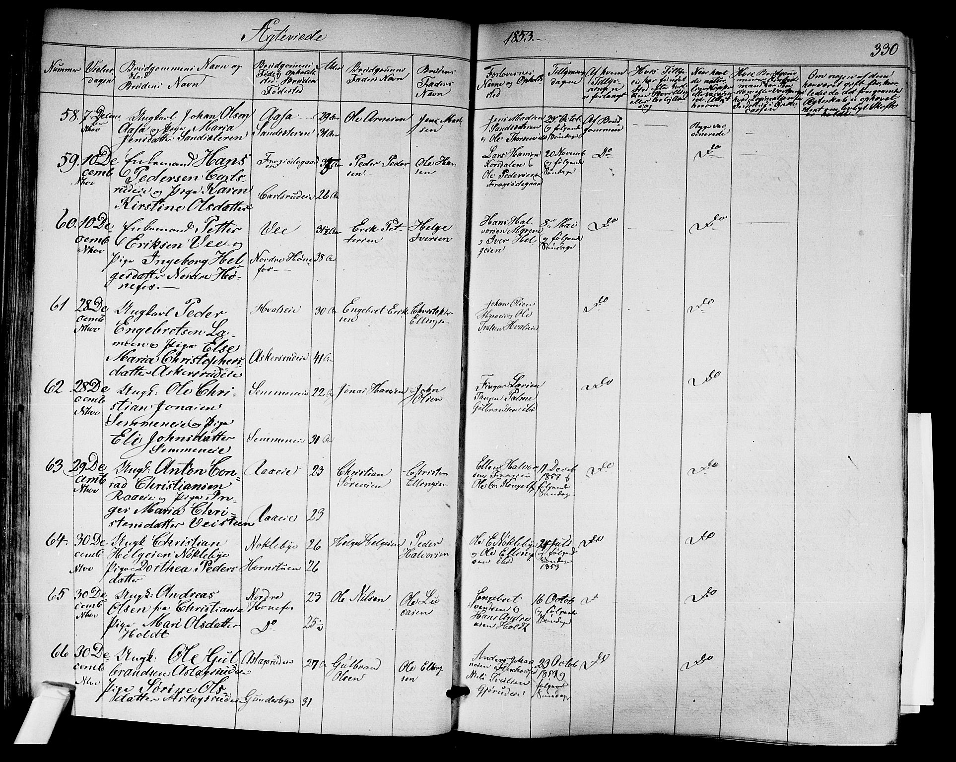 Norderhov kirkebøker, SAKO/A-237/F/Fa/L0011: Parish register (official) no. 11, 1847-1856, p. 330