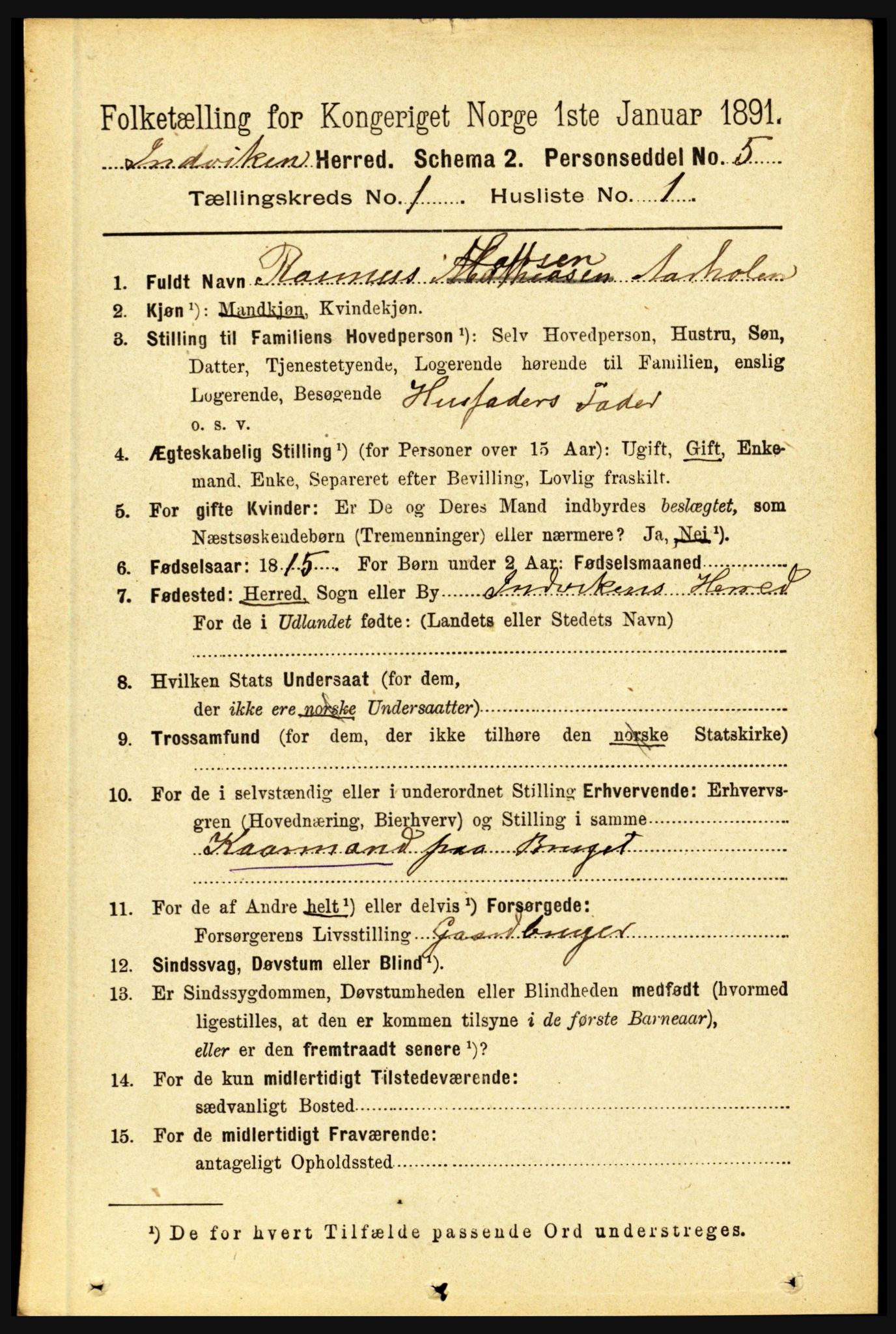 RA, 1891 census for 1447 Innvik, 1891, p. 108