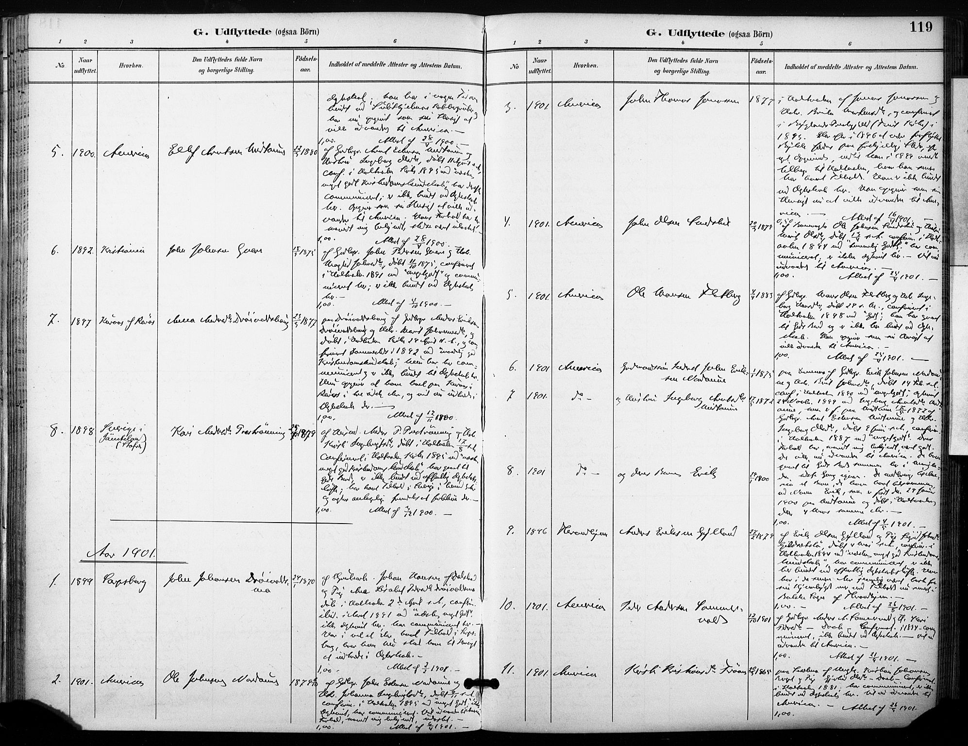 Ministerialprotokoller, klokkerbøker og fødselsregistre - Sør-Trøndelag, SAT/A-1456/685/L0973: Parish register (official) no. 685A10, 1891-1907, p. 119