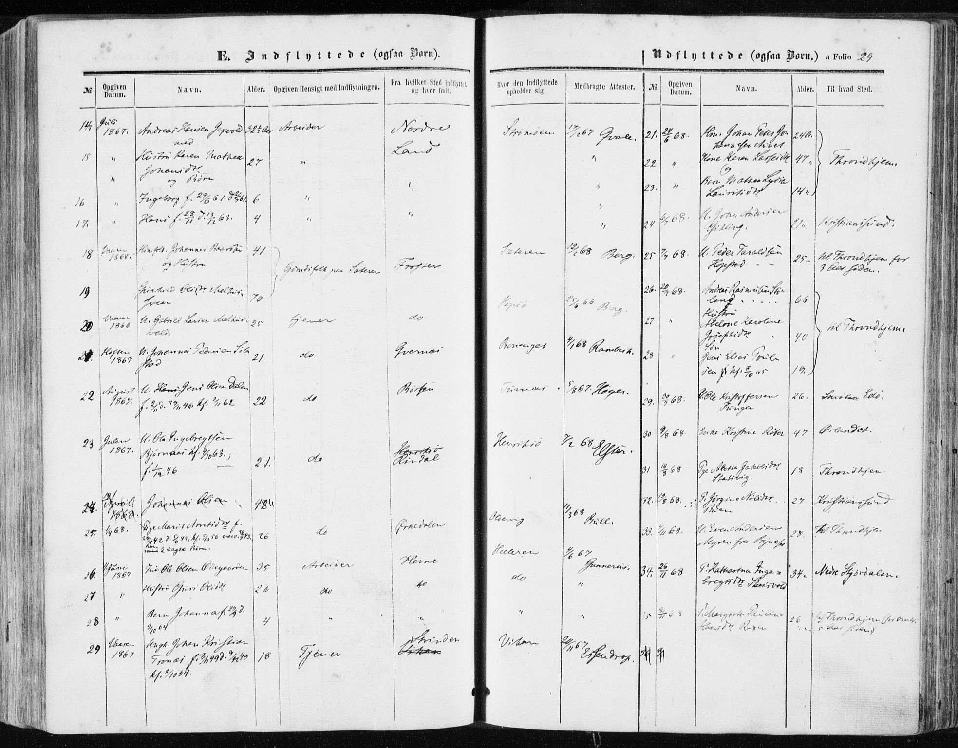 Ministerialprotokoller, klokkerbøker og fødselsregistre - Sør-Trøndelag, SAT/A-1456/634/L0531: Parish register (official) no. 634A07, 1861-1870, p. 29