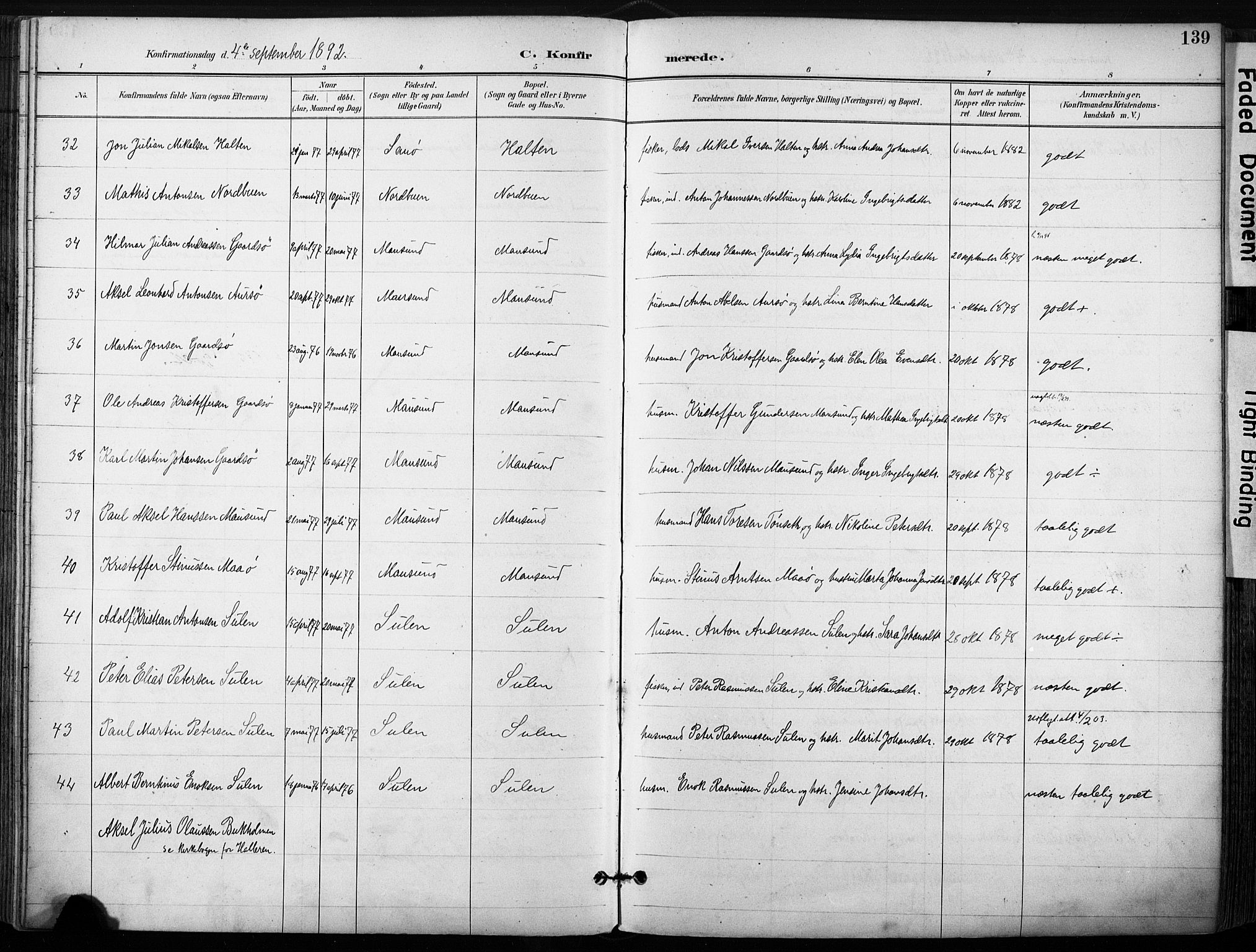 Ministerialprotokoller, klokkerbøker og fødselsregistre - Sør-Trøndelag, AV/SAT-A-1456/640/L0579: Parish register (official) no. 640A04, 1889-1902, p. 139