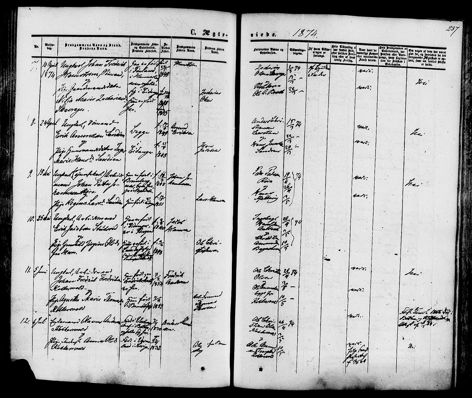 Eidanger kirkebøker, SAKO/A-261/F/Fa/L0010: Parish register (official) no. 10, 1859-1874, p. 237