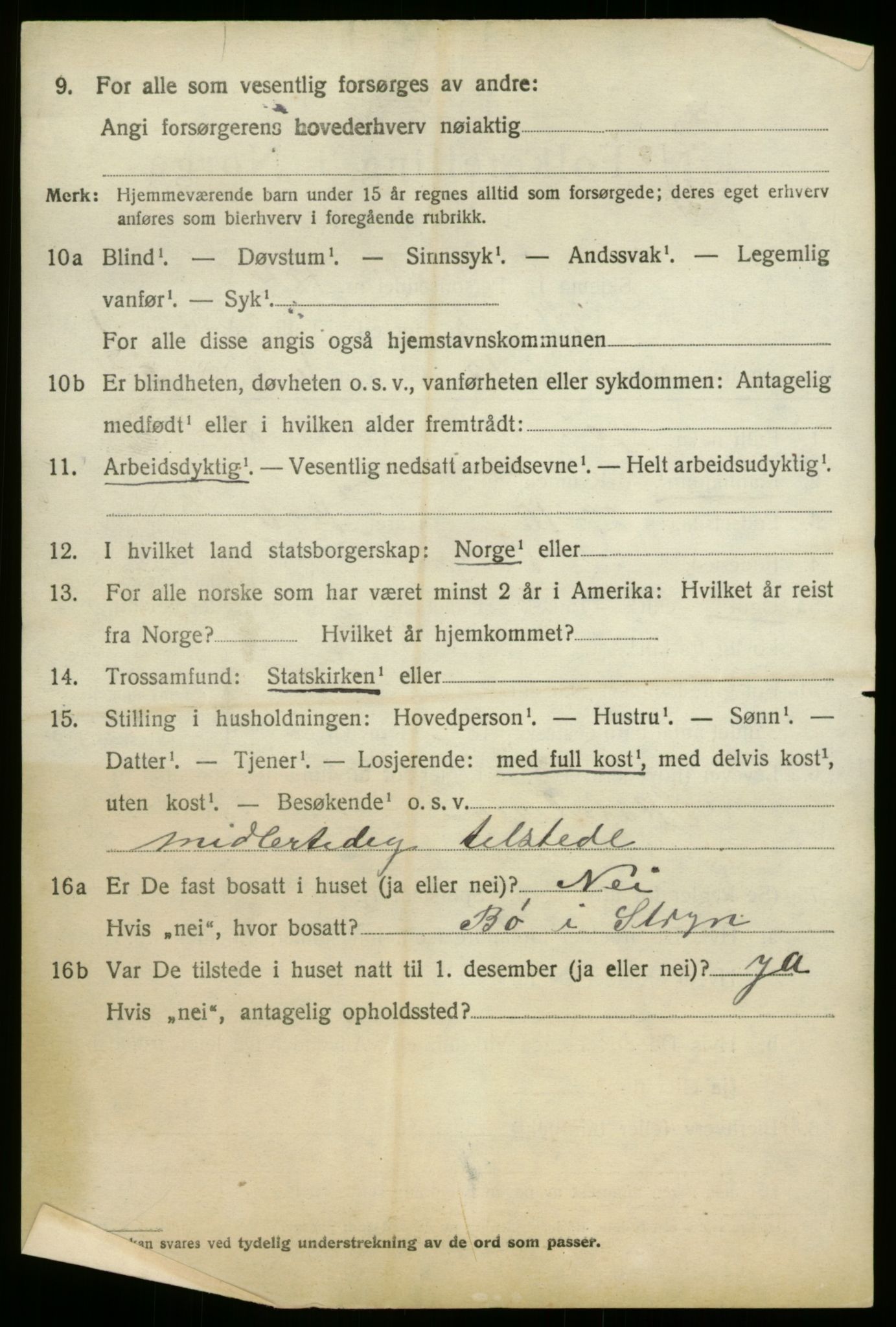 SAB, 1920 census for Stryn, 1920, p. 1073