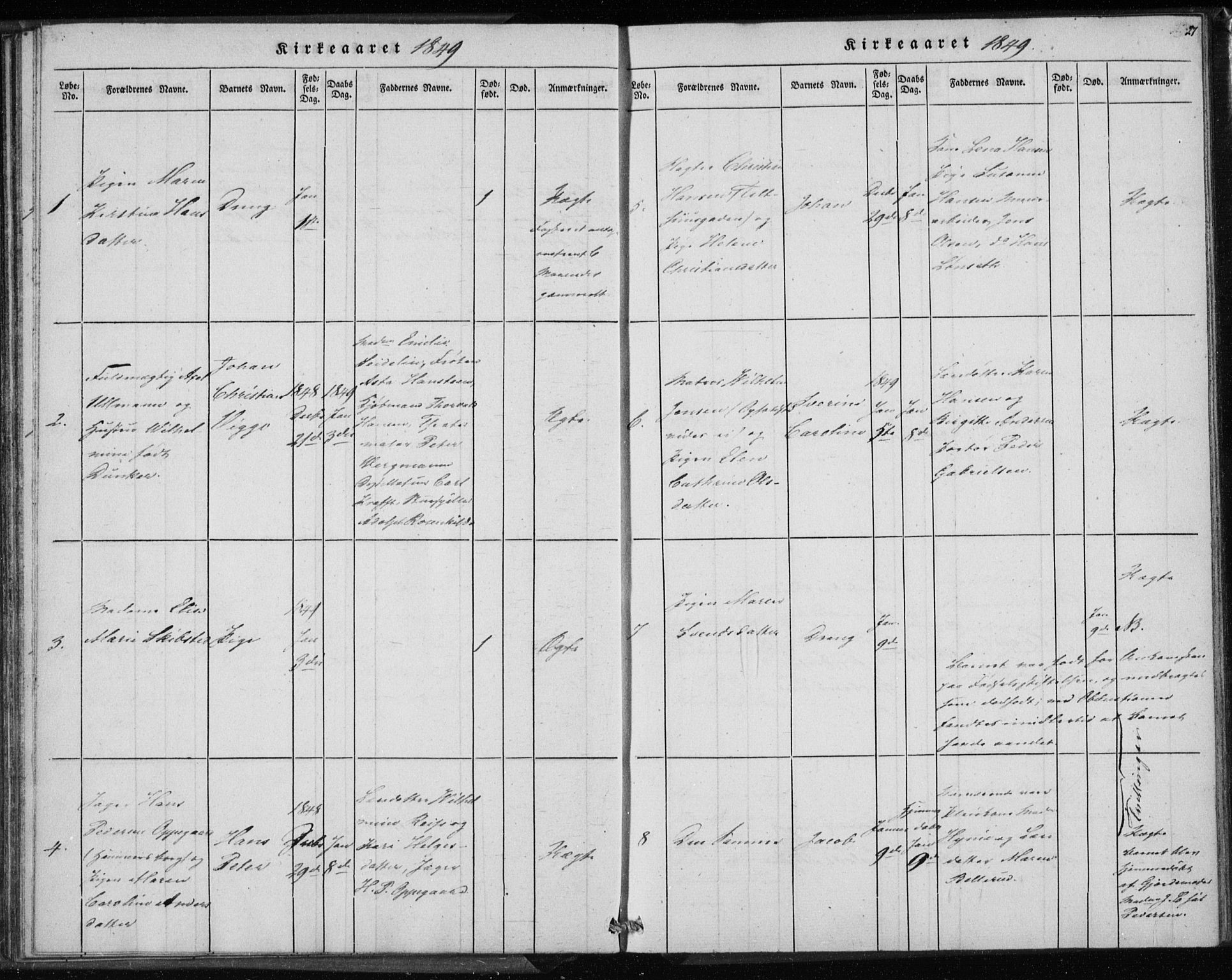 Rikshospitalet prestekontor Kirkebøker, AV/SAO-A-10309b/K/L0001/0003: Baptism register no. 1.3, 1848-1854, p. 27