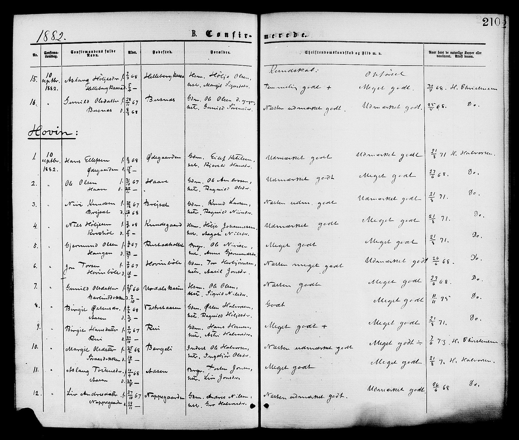 Gransherad kirkebøker, AV/SAKO-A-267/F/Fa/L0004: Parish register (official) no. I 4, 1871-1886, p. 210