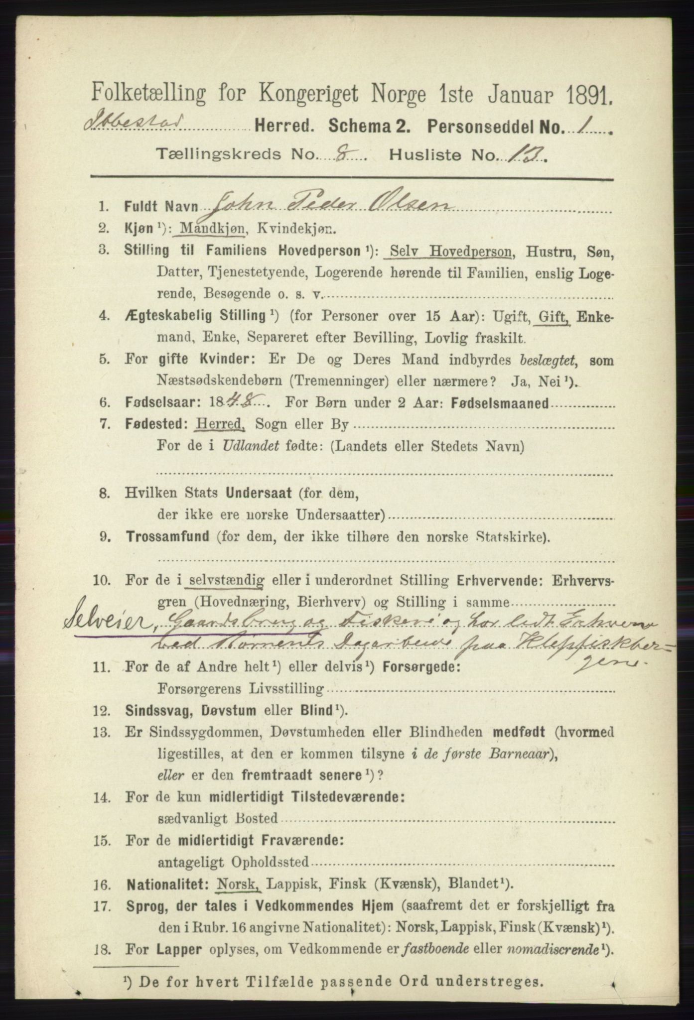 RA, 1891 census for 1917 Ibestad, 1891, p. 5310