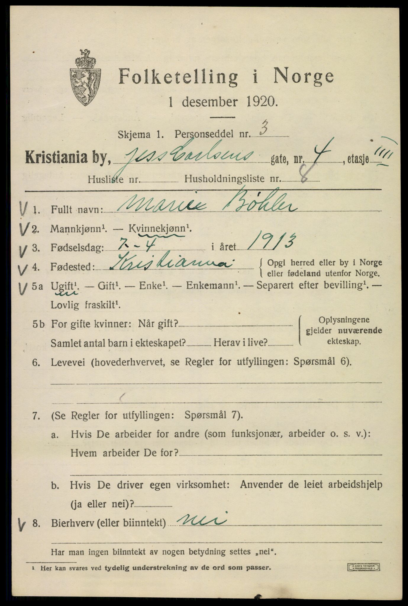 SAO, 1920 census for Kristiania, 1920, p. 323467