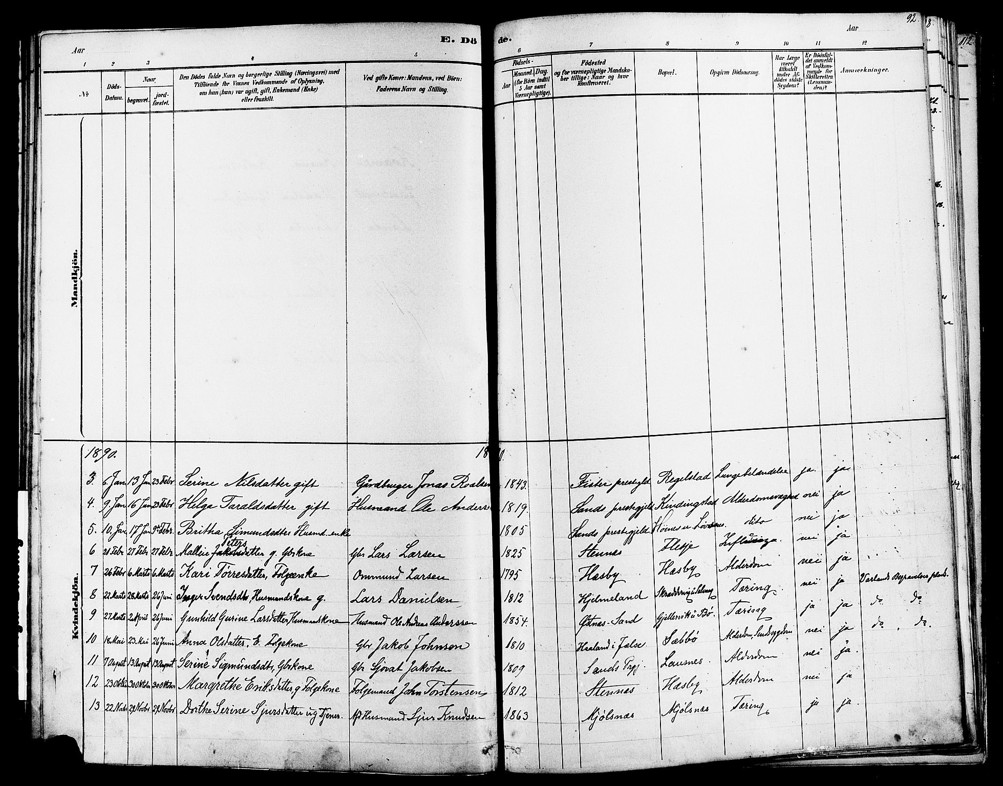 Finnøy sokneprestkontor, SAST/A-101825/H/Ha/Haa/L0010: Parish register (official) no. A 10, 1879-1890, p. 92