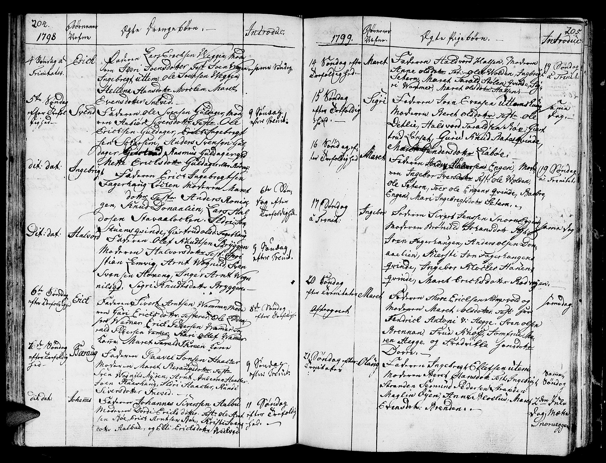 Ministerialprotokoller, klokkerbøker og fødselsregistre - Sør-Trøndelag, SAT/A-1456/678/L0893: Parish register (official) no. 678A03, 1792-1805, p. 204-205