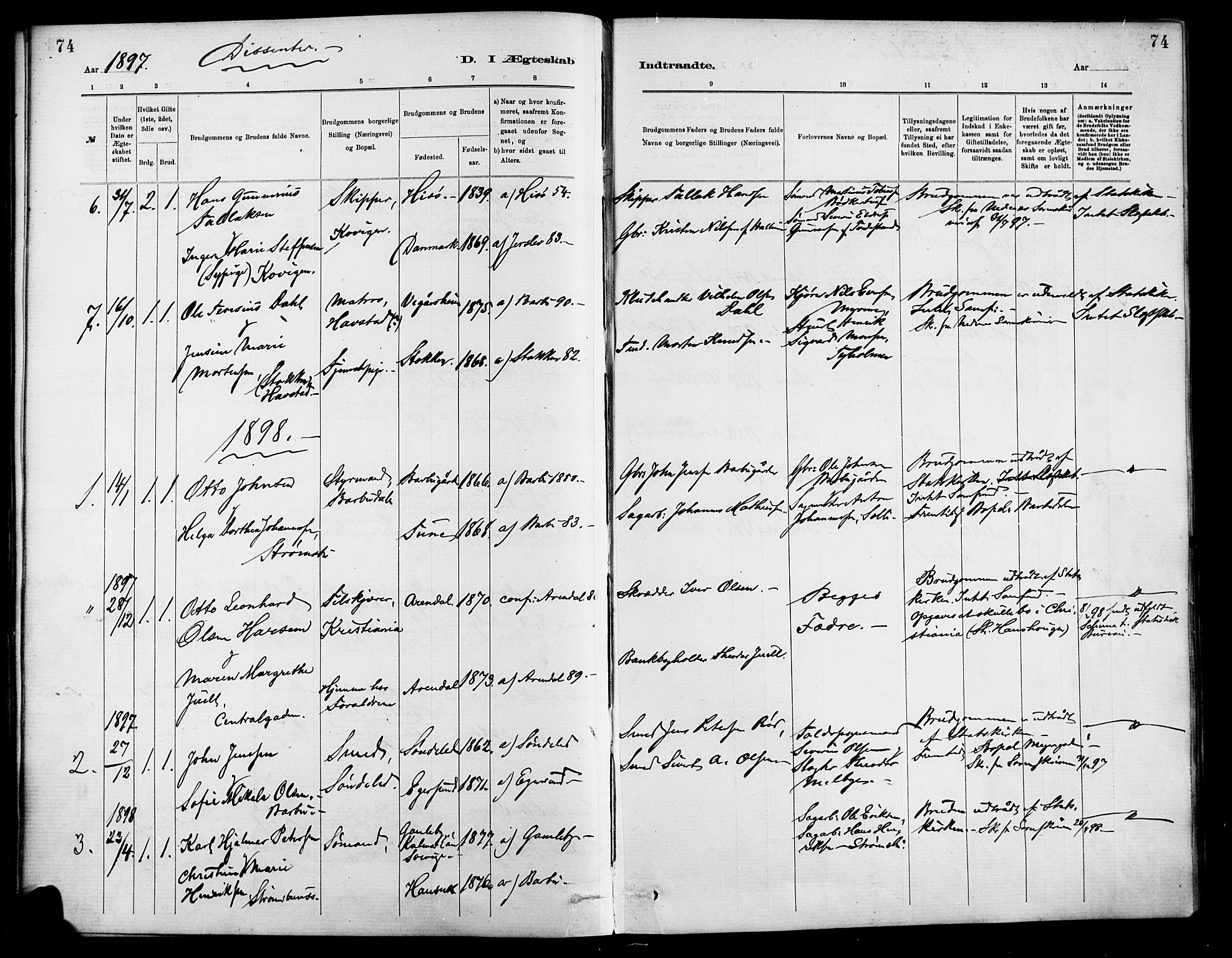 Barbu sokneprestkontor, AV/SAK-1111-0003/F/Fa/L0003: Parish register (official) no. A 3, 1883-1898, p. 74