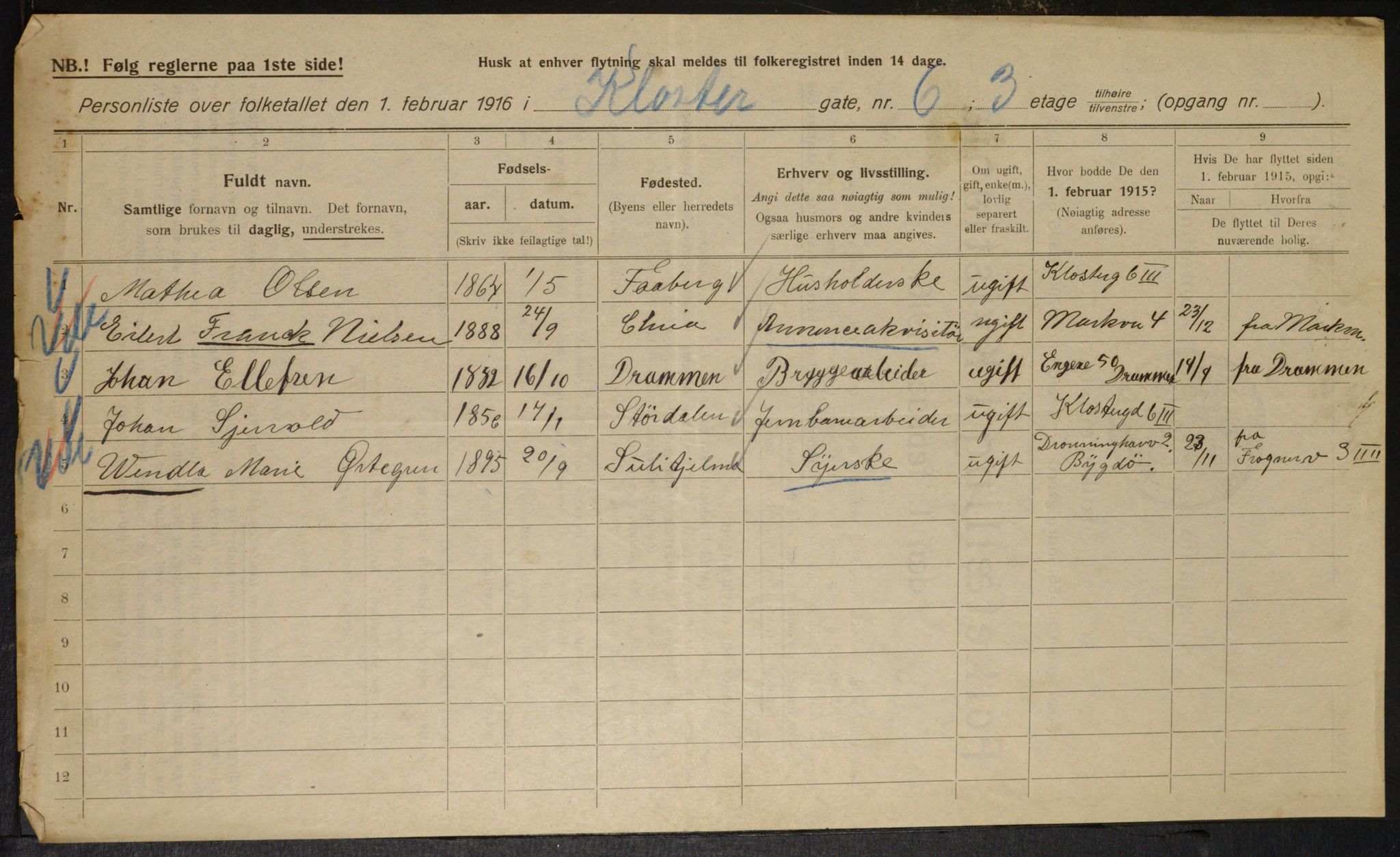 OBA, Municipal Census 1916 for Kristiania, 1916, p. 53278