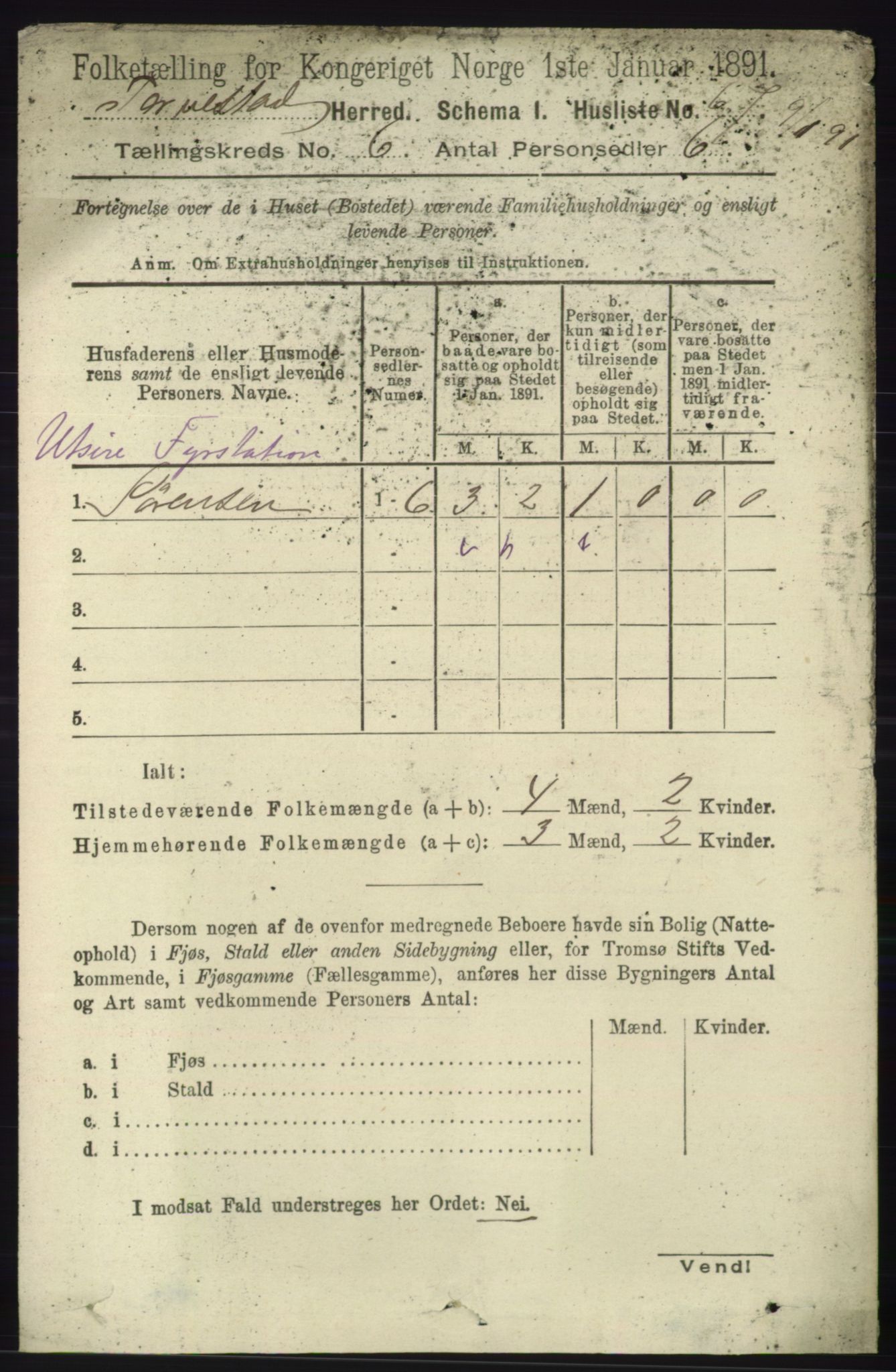 RA, 1891 census for 1152 Torvastad, 1891, p. 1990