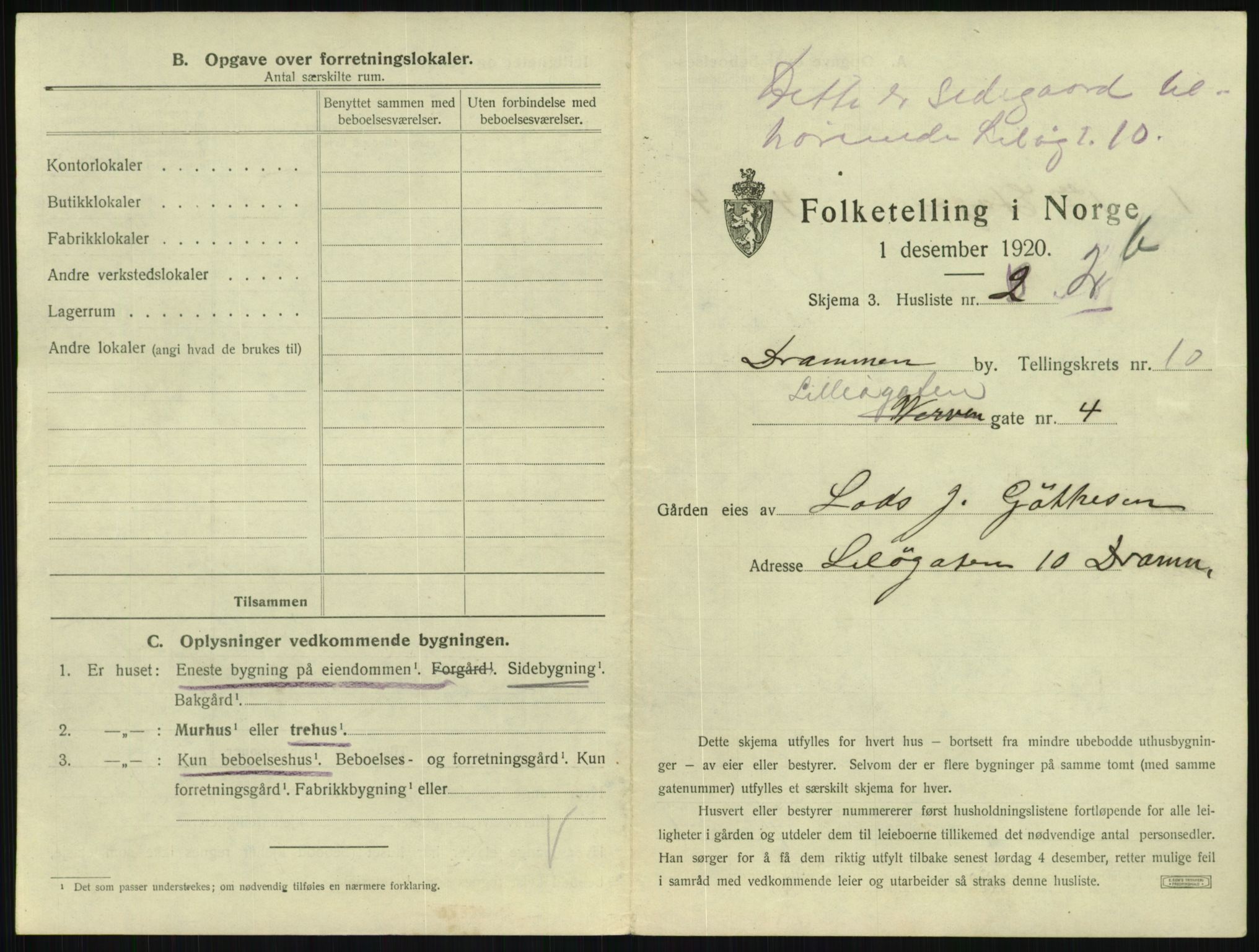 SAKO, 1920 census for Drammen, 1920, p. 4710