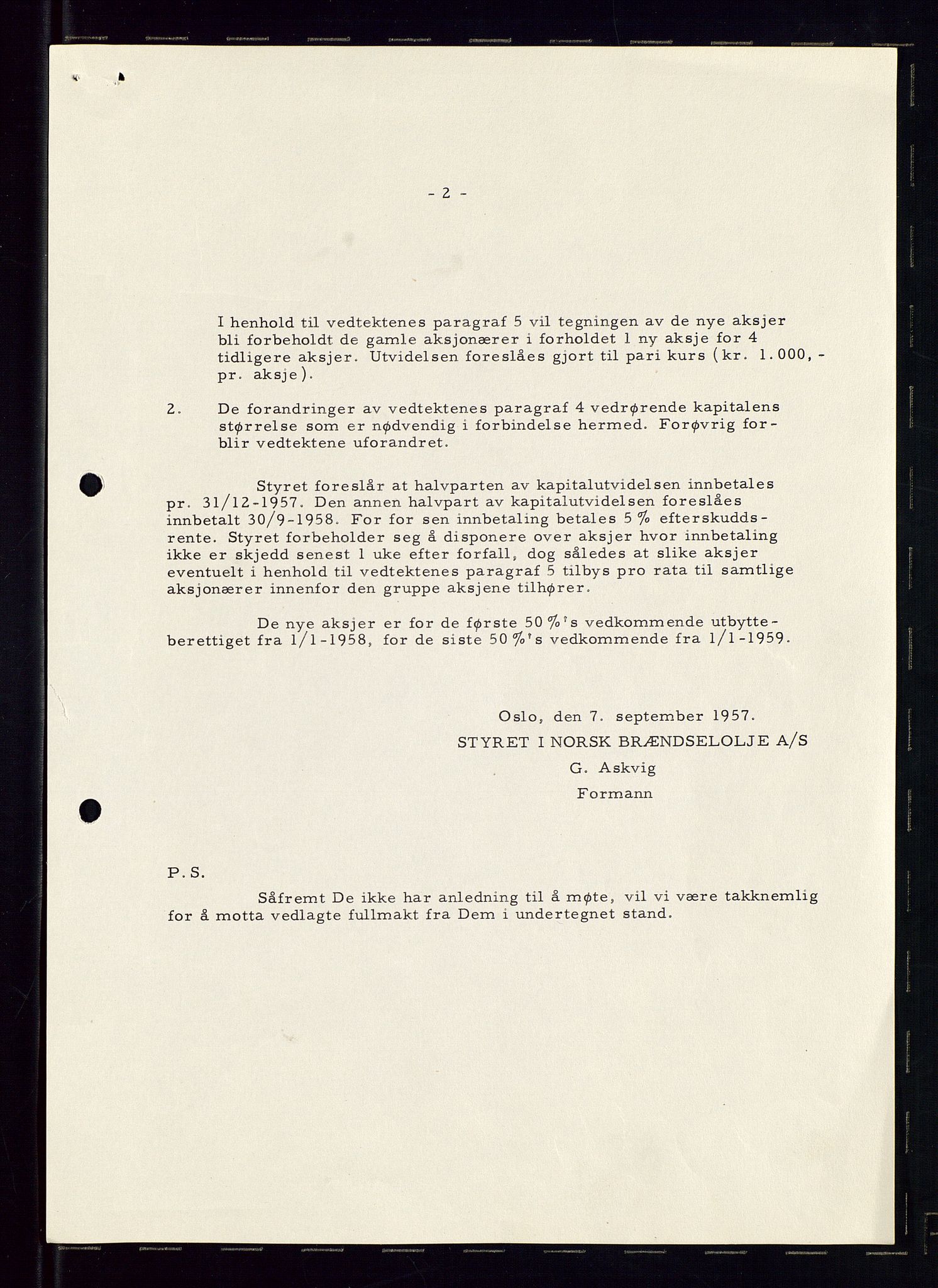 PA 1544 - Norsk Brændselolje A/S, AV/SAST-A-101965/1/A/Aa/L0007/0003: Generalforsamling / Generalforsamling 1956, ekstraordinær generalforsamling 1957, 1956-1957, p. 102