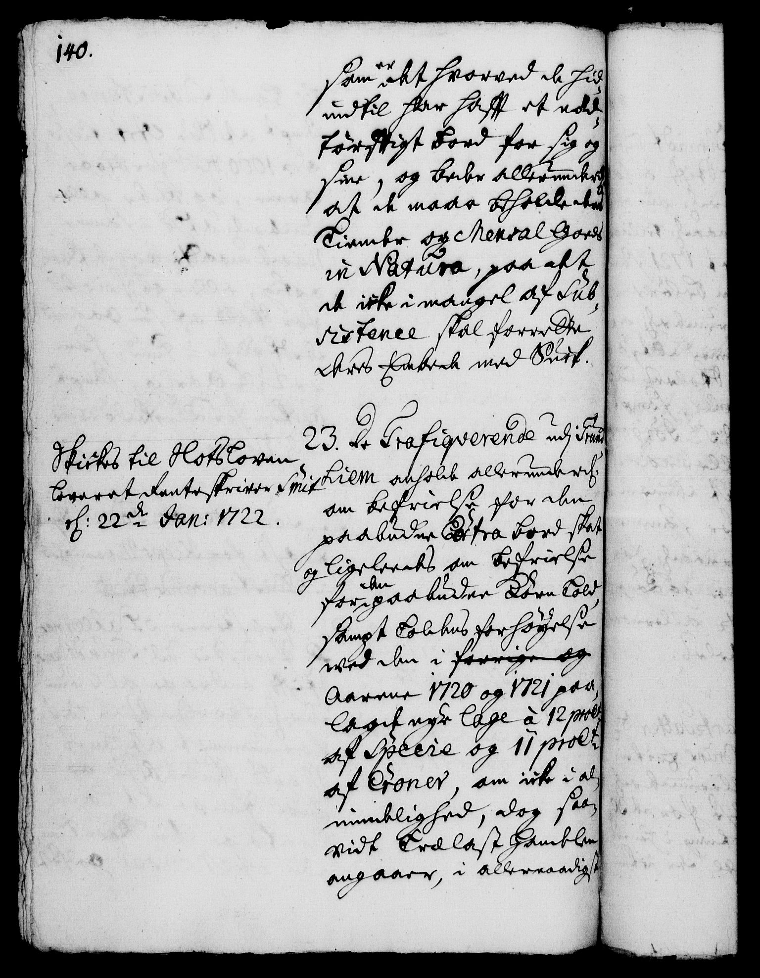 Rentekammeret, Kammerkanselliet, AV/RA-EA-3111/G/Gh/Gha/L0005: Norsk ekstraktmemorialprotokoll (merket RK 53.50), 1721-1723, p. 140