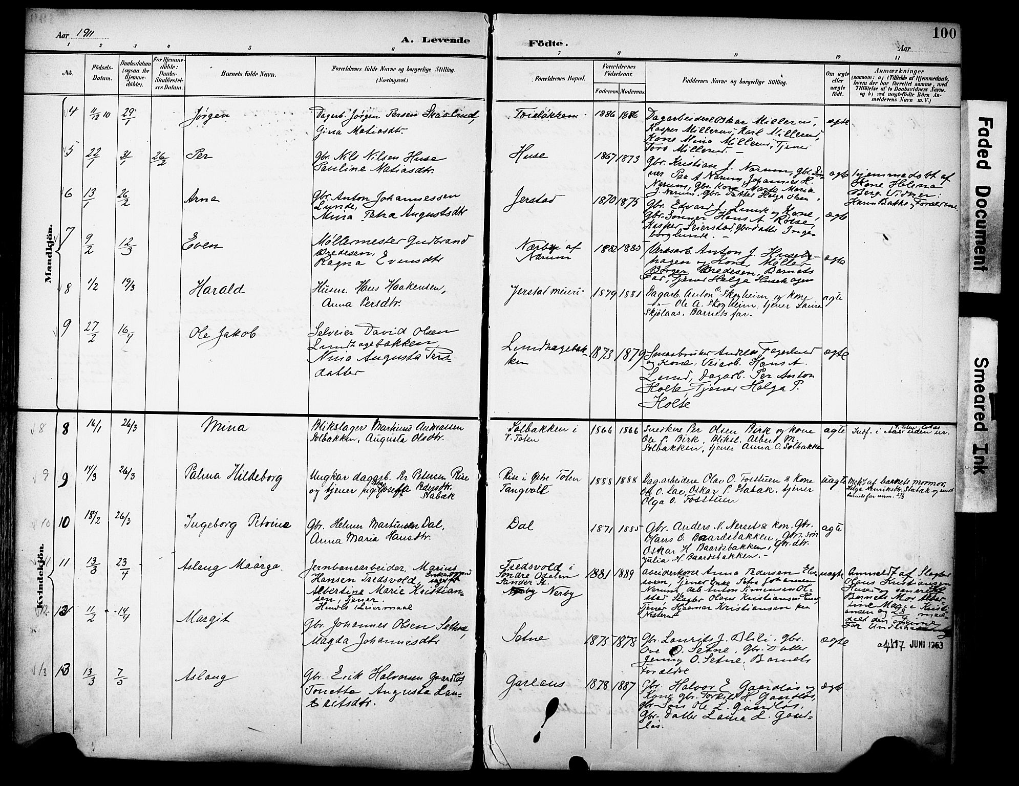 Vestre Toten prestekontor, SAH/PREST-108/H/Ha/Haa/L0013: Parish register (official) no. 13, 1895-1911, p. 100