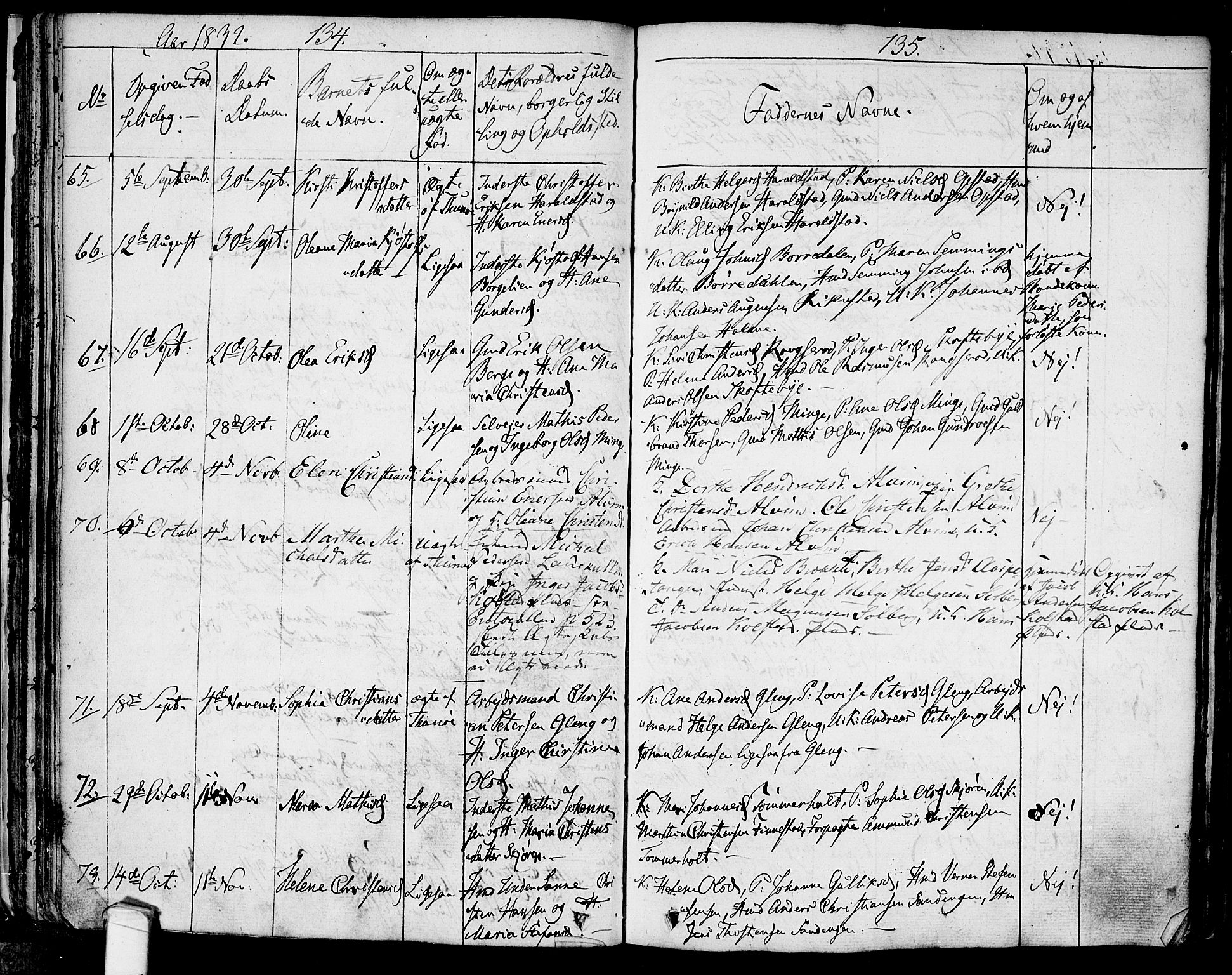Tune prestekontor Kirkebøker, SAO/A-2007/F/Fa/L0007: Parish register (official) no. 7, 1831-1837, p. 134-135