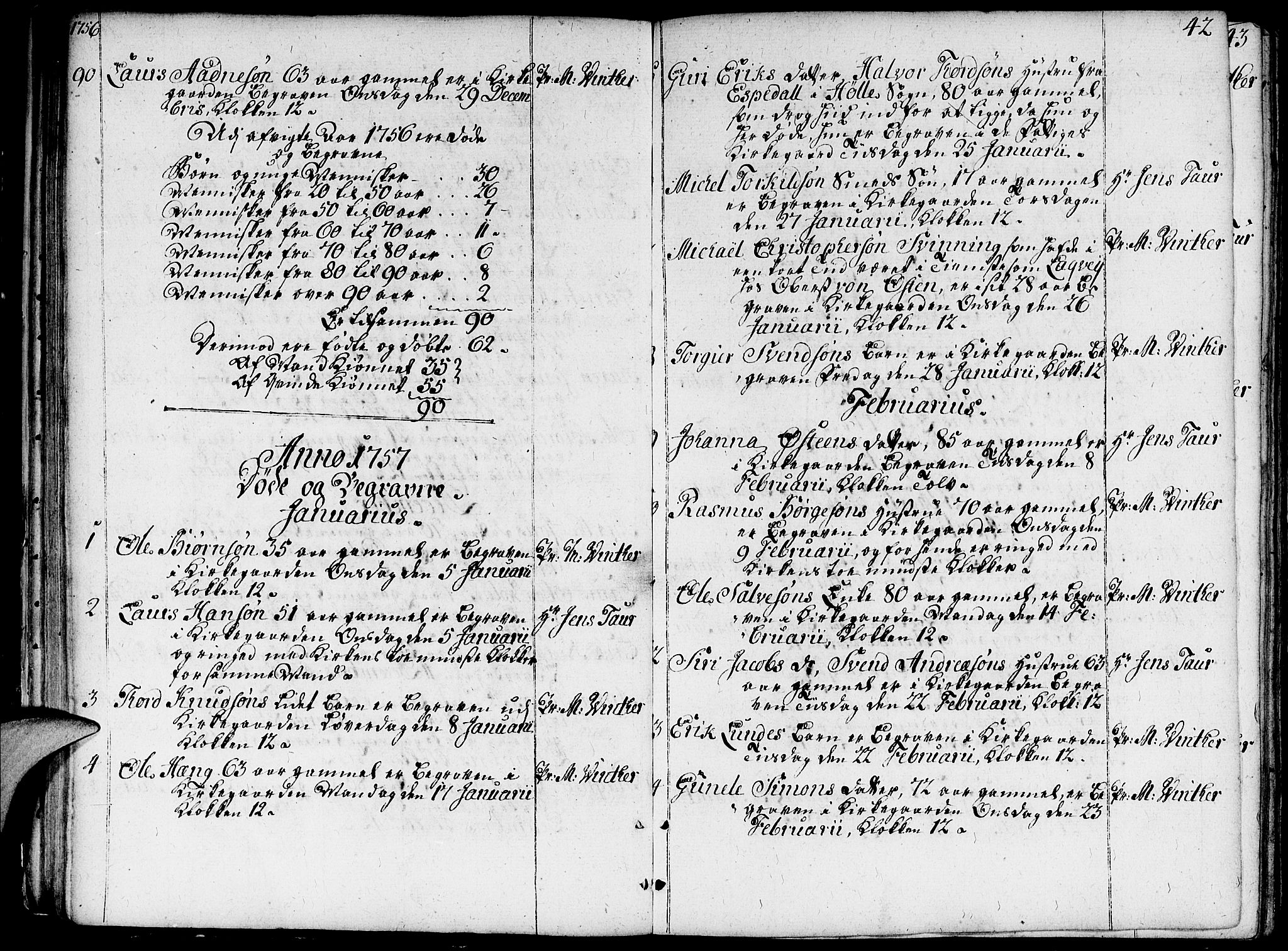 Domkirken sokneprestkontor, SAST/A-101812/001/30/30BA/L0005: Parish register (official) no. A 5, 1744-1788, p. 42