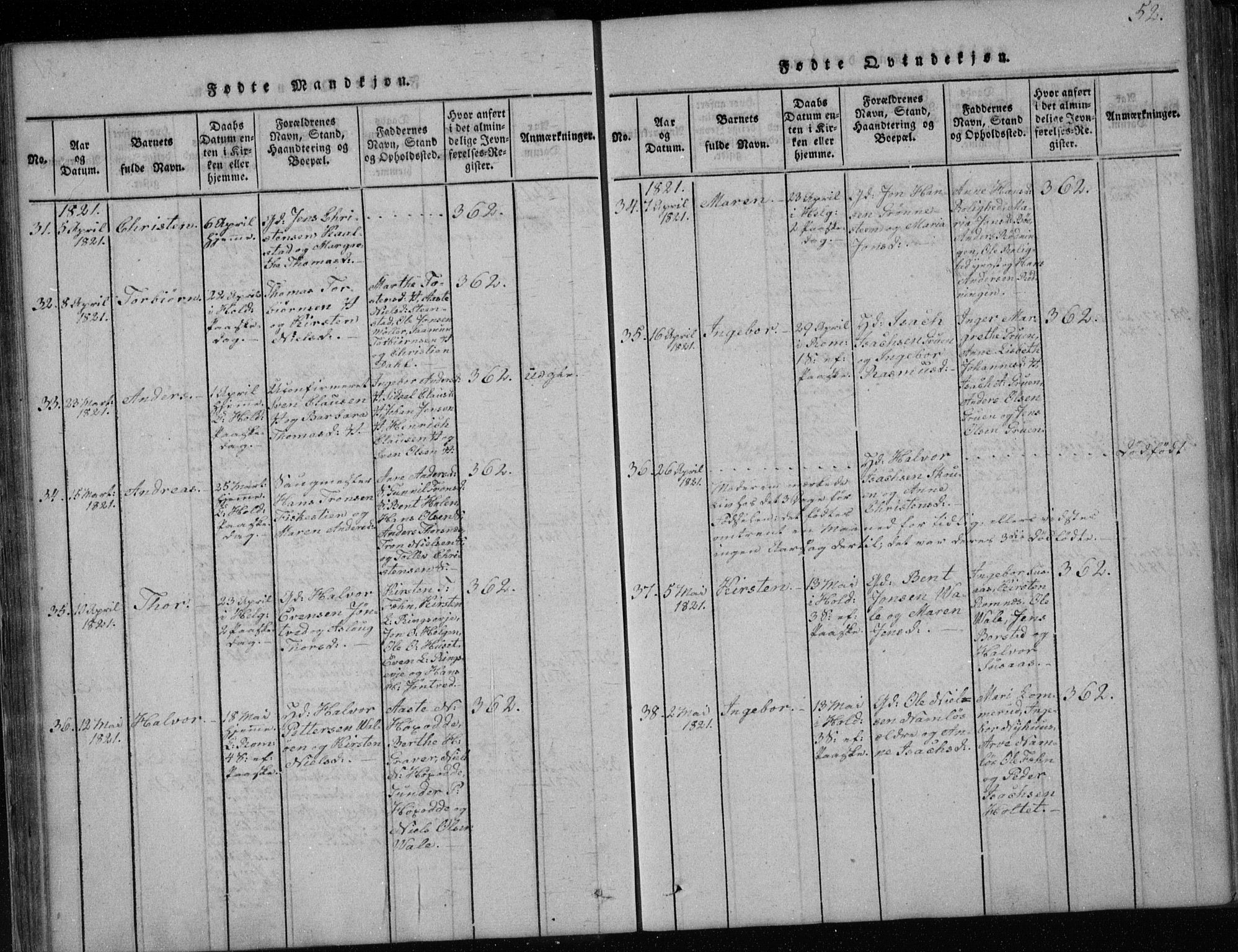 Holla kirkebøker, AV/SAKO-A-272/F/Fa/L0003: Parish register (official) no. 3, 1815-1830, p. 52