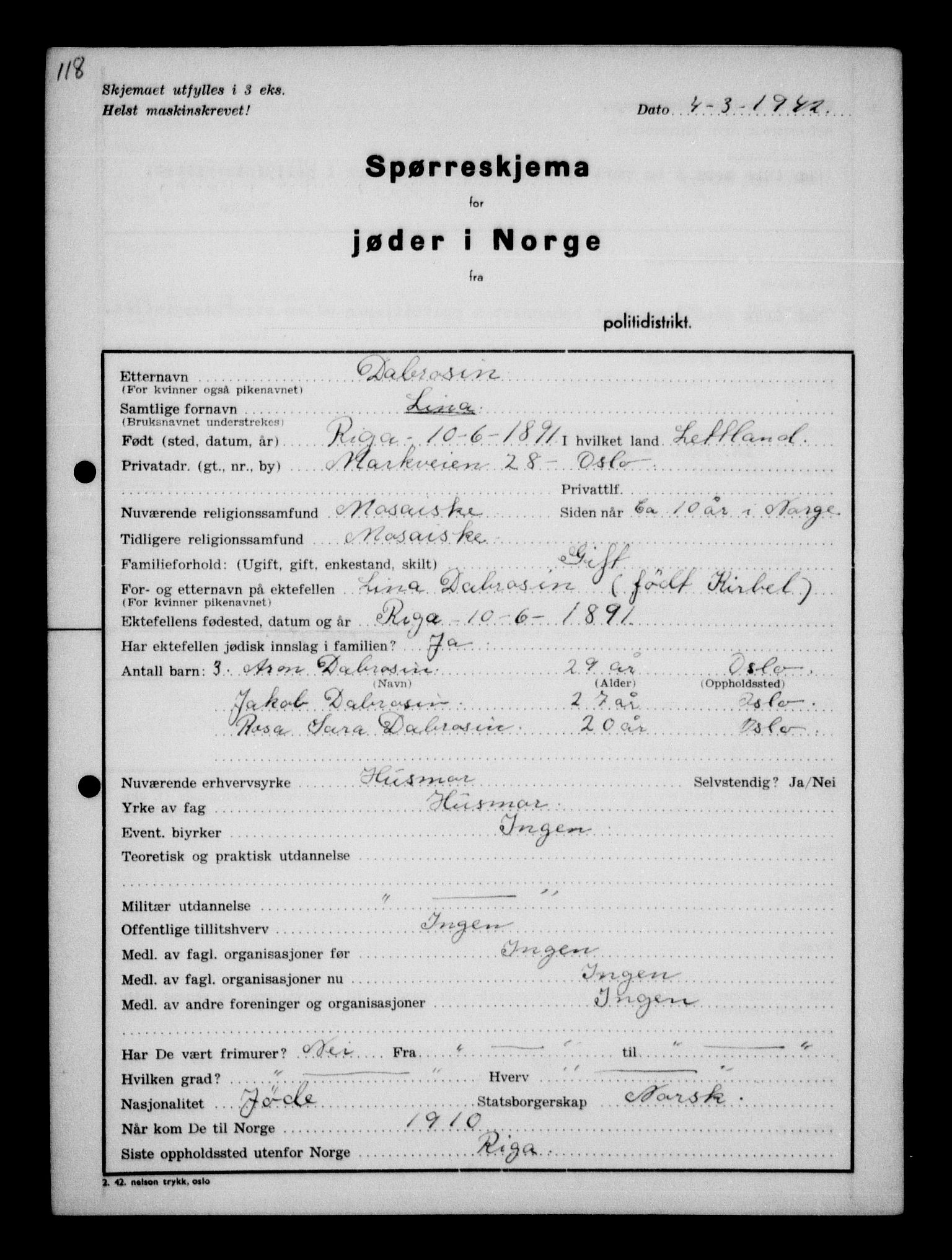 Statspolitiet - Hovedkontoret / Osloavdelingen, AV/RA-S-1329/G/Ga/L0009: Spørreskjema for jøder i Norge, Oslo Alexander-Gutman, 1942, p. 355