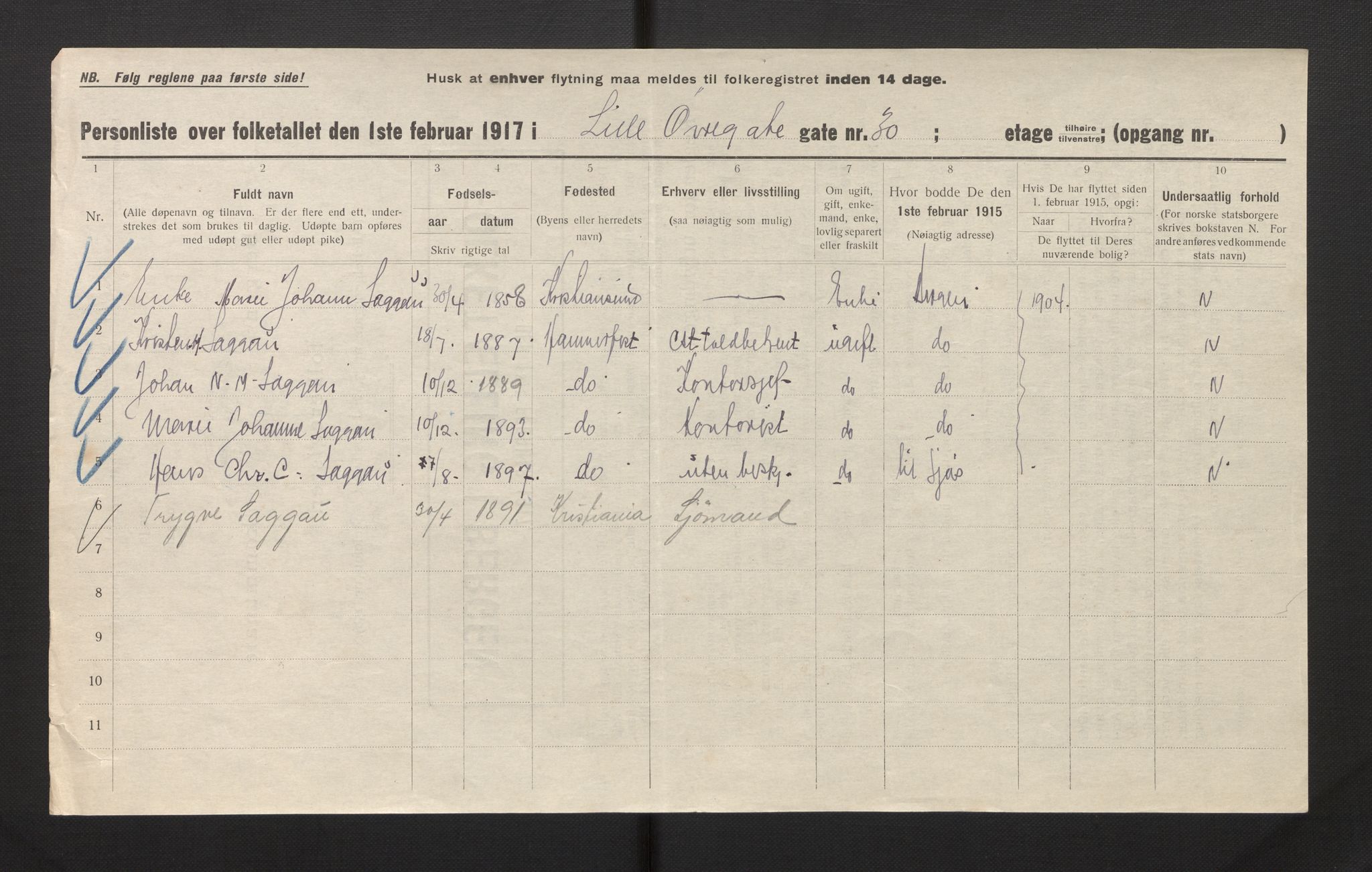 SAB, Municipal Census 1917 for Bergen, 1917, p. 46153