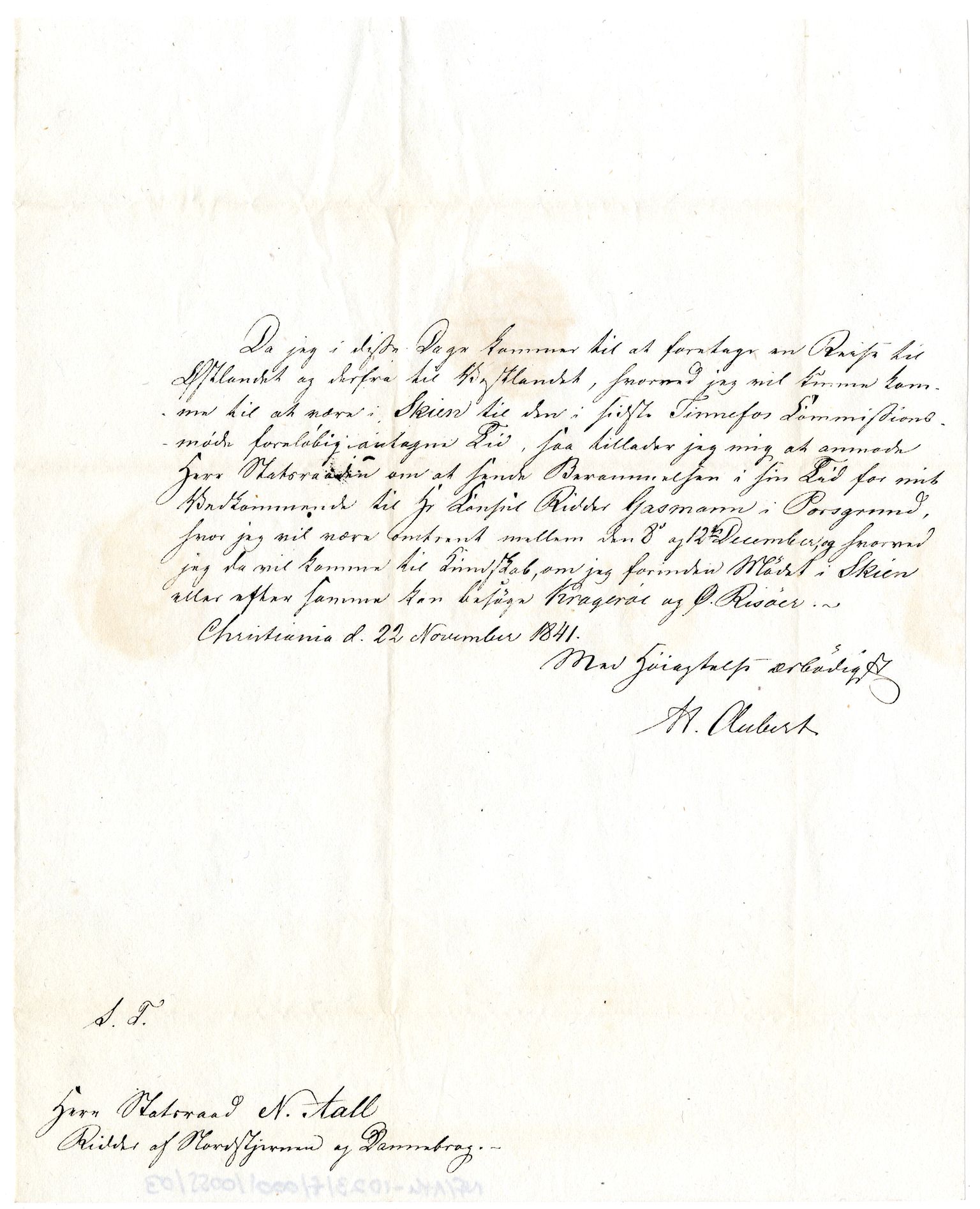 Diderik Maria Aalls brevsamling, NF/Ark-1023/F/L0001: D.M. Aalls brevsamling. A - B, 1738-1889, p. 643