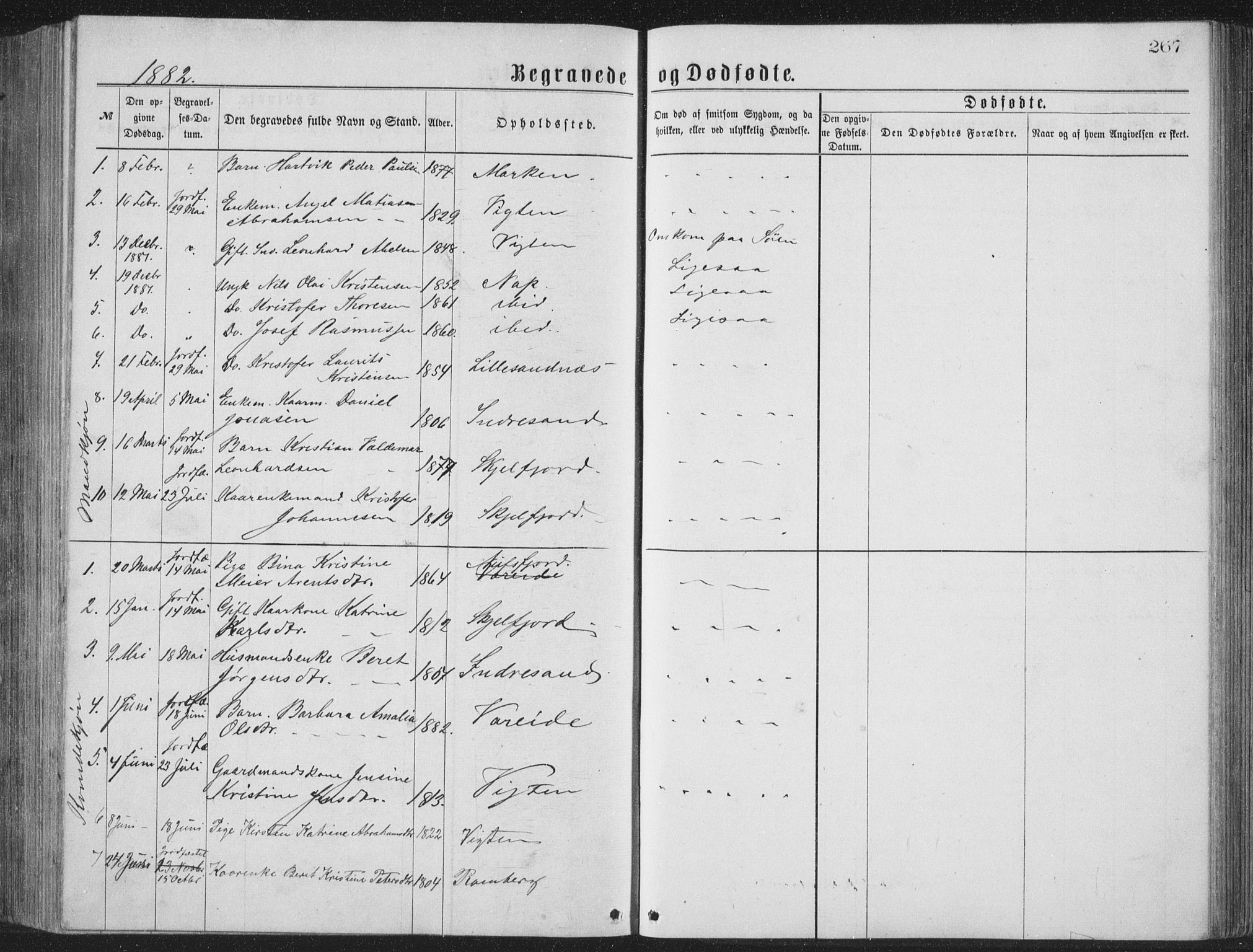 Ministerialprotokoller, klokkerbøker og fødselsregistre - Nordland, AV/SAT-A-1459/885/L1213: Parish register (copy) no. 885C02, 1874-1892, p. 267