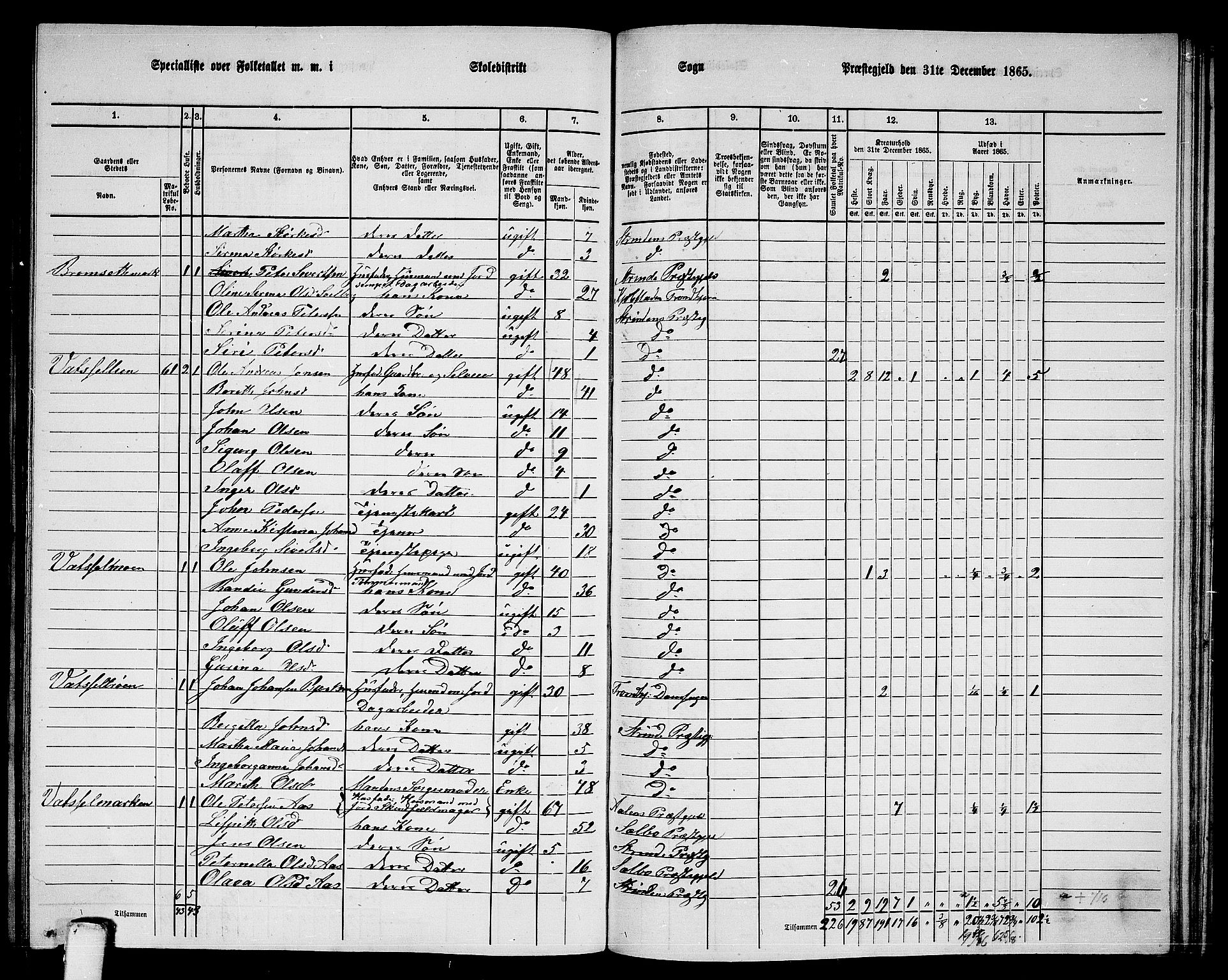 RA, 1865 census for Strinda, 1865, p. 218