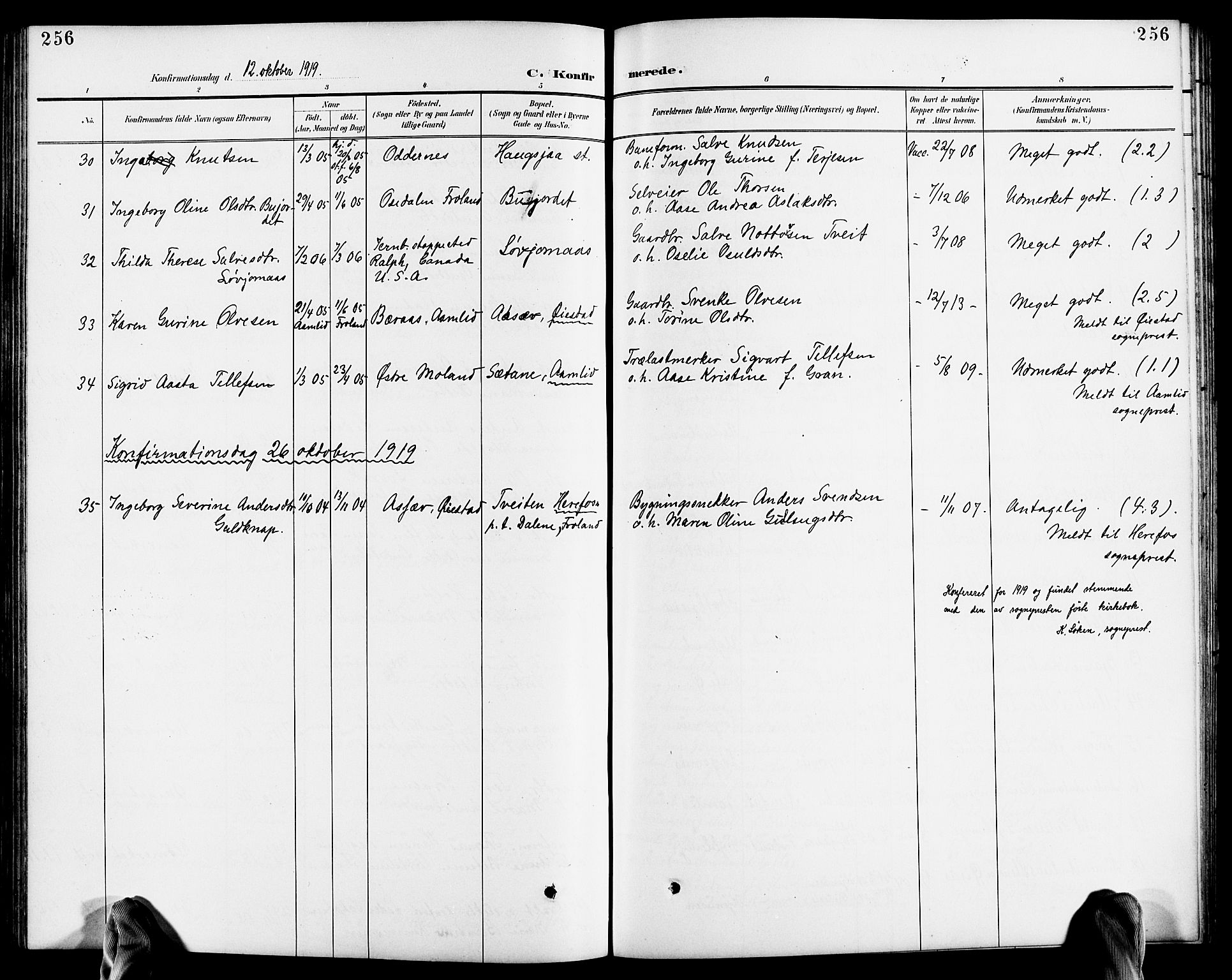 Froland sokneprestkontor, AV/SAK-1111-0013/F/Fb/L0010: Parish register (copy) no. B 10, 1893-1920, p. 256