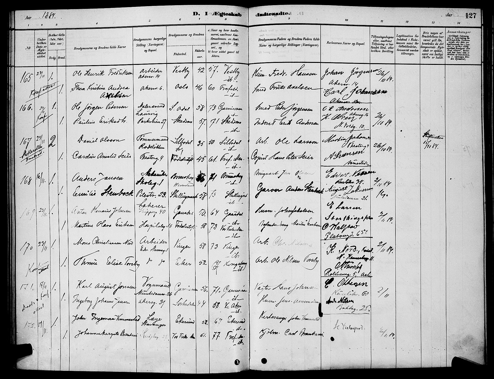 Trefoldighet prestekontor Kirkebøker, AV/SAO-A-10882/H/Ha/L0003: Banns register no. 3, 1878-1888, p. 127