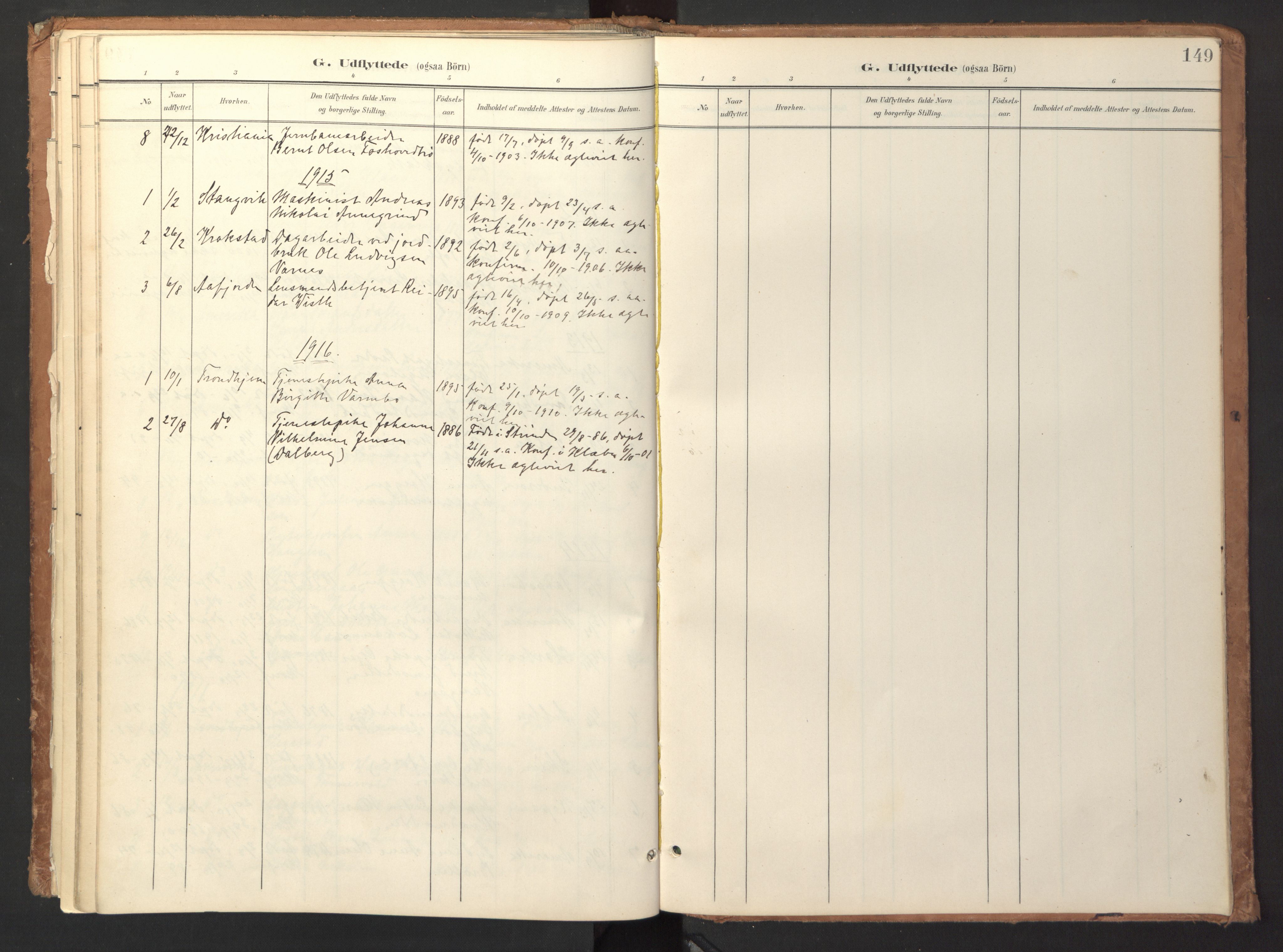 Ministerialprotokoller, klokkerbøker og fødselsregistre - Sør-Trøndelag, SAT/A-1456/618/L0448: Parish register (official) no. 618A11, 1898-1916, p. 149