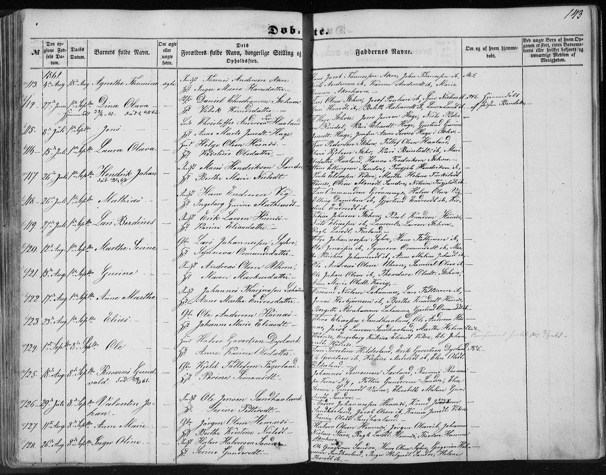 Skudenes sokneprestkontor, SAST/A -101849/H/Ha/Haa/L0004: Parish register (official) no. A 3.1, 1847-1863, p. 143