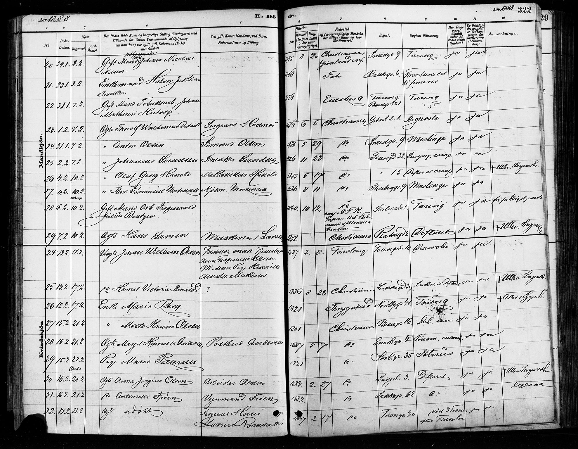 Grønland prestekontor Kirkebøker, AV/SAO-A-10848/F/Fa/L0008: Parish register (official) no. 8, 1881-1893, p. 322